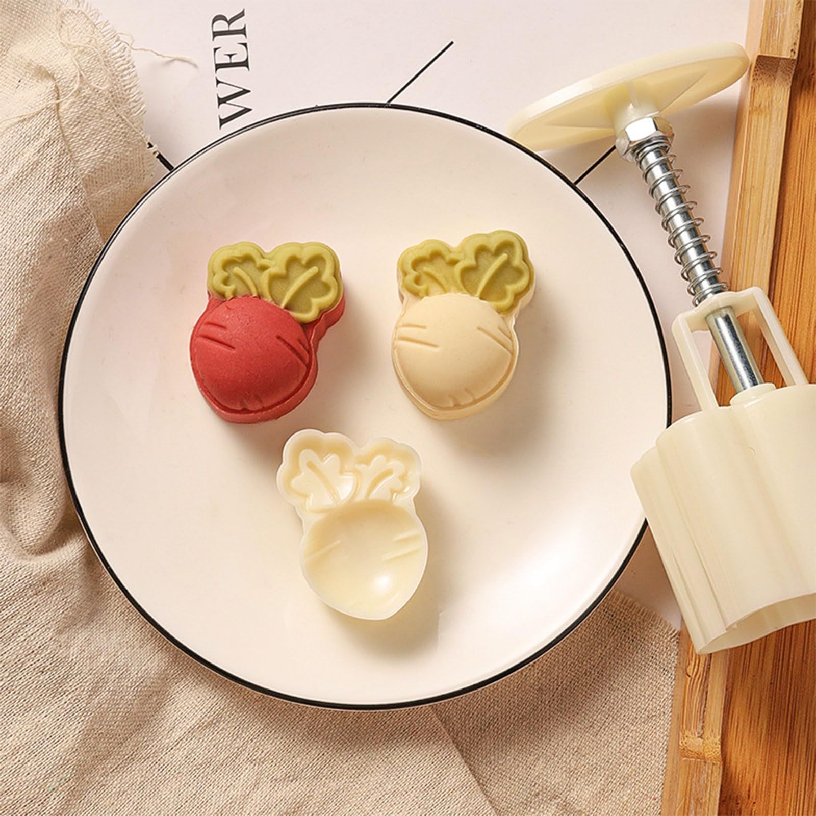 Cute Carrot Shape Mooncake Press Mold Cookie Stamps Chinese MidAutumn Moon view 4