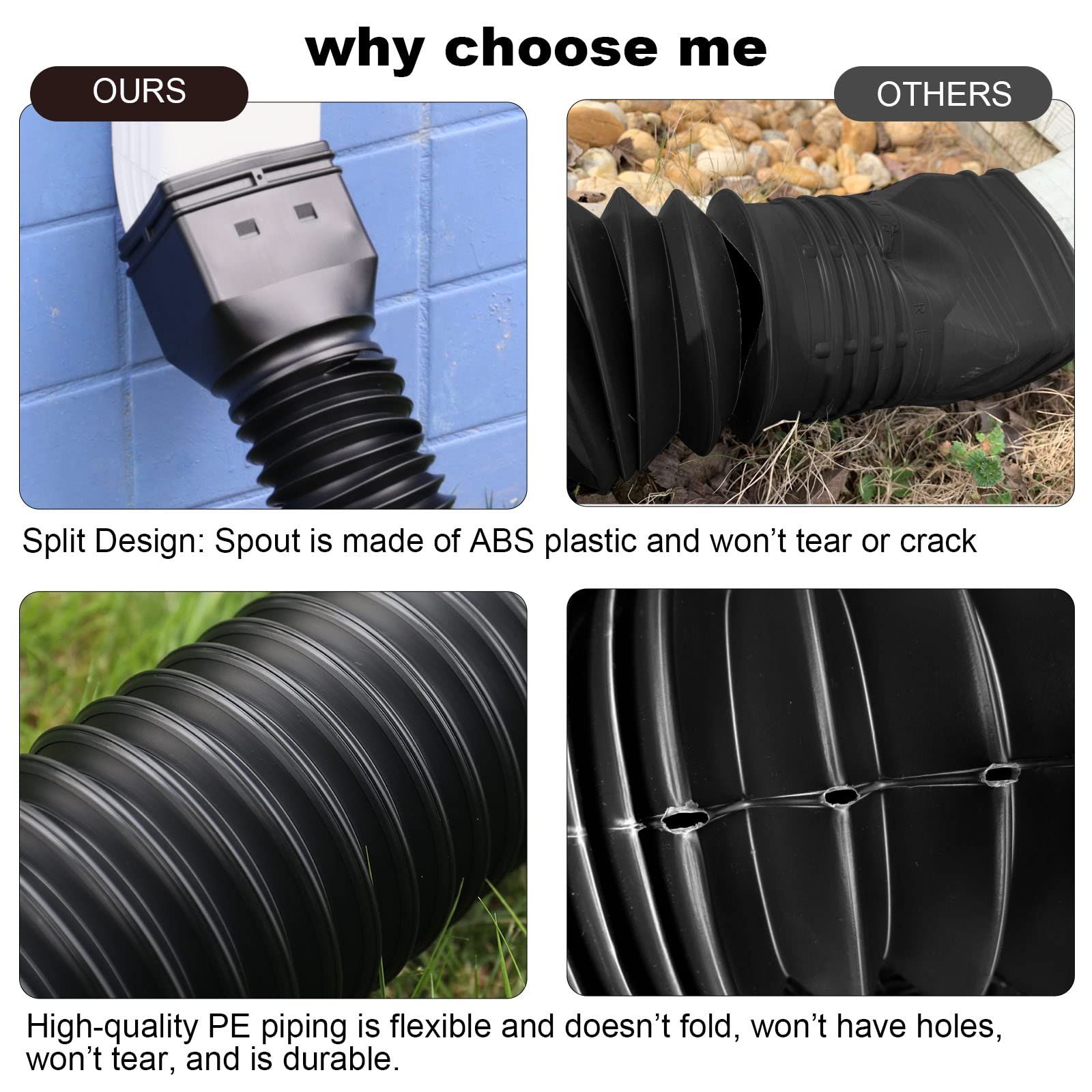 Black 1-Pack Rain Gutter Downspout Extensions Flexible view 3