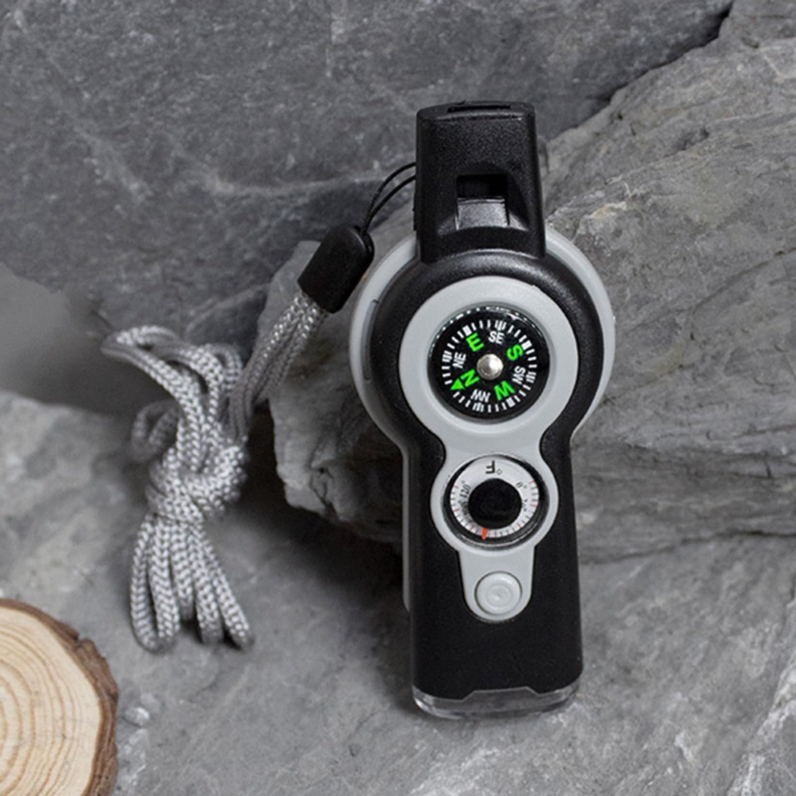 7 in 1 Camping Compasses Thermometer Magnifier Flashlight with Lanyard view 5