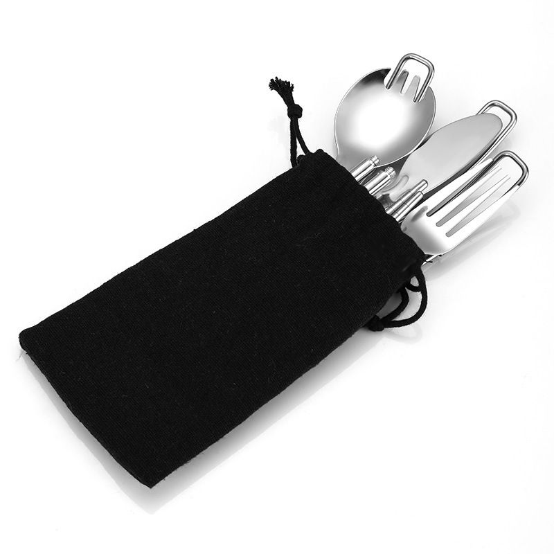 5 Piece Stainless Steel Family Cutlery Picnic Utensil Set with Travel Case for
