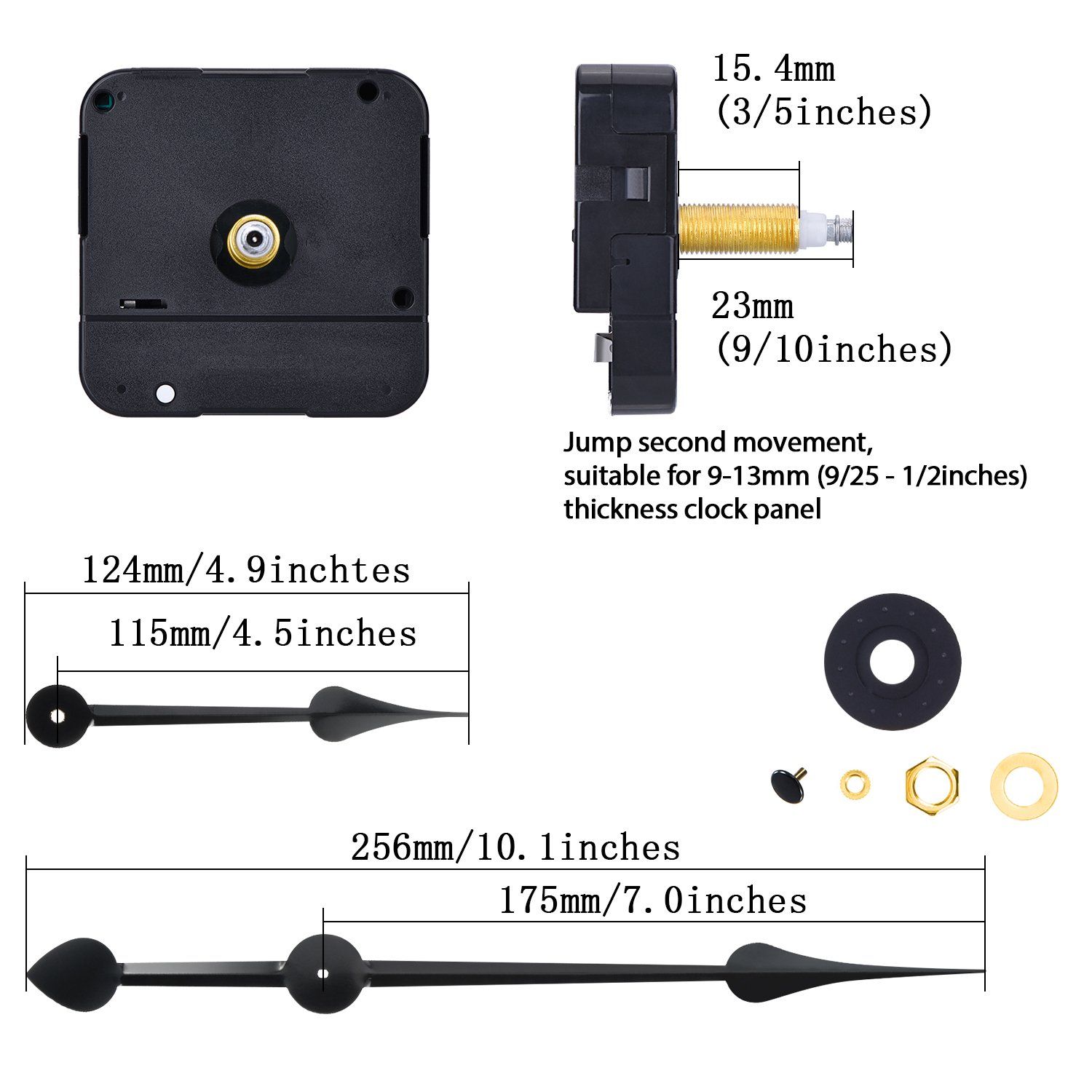 Long Shaft High Torque Clock Movement Clock Motor with 7 Inch Spade Hands view 3