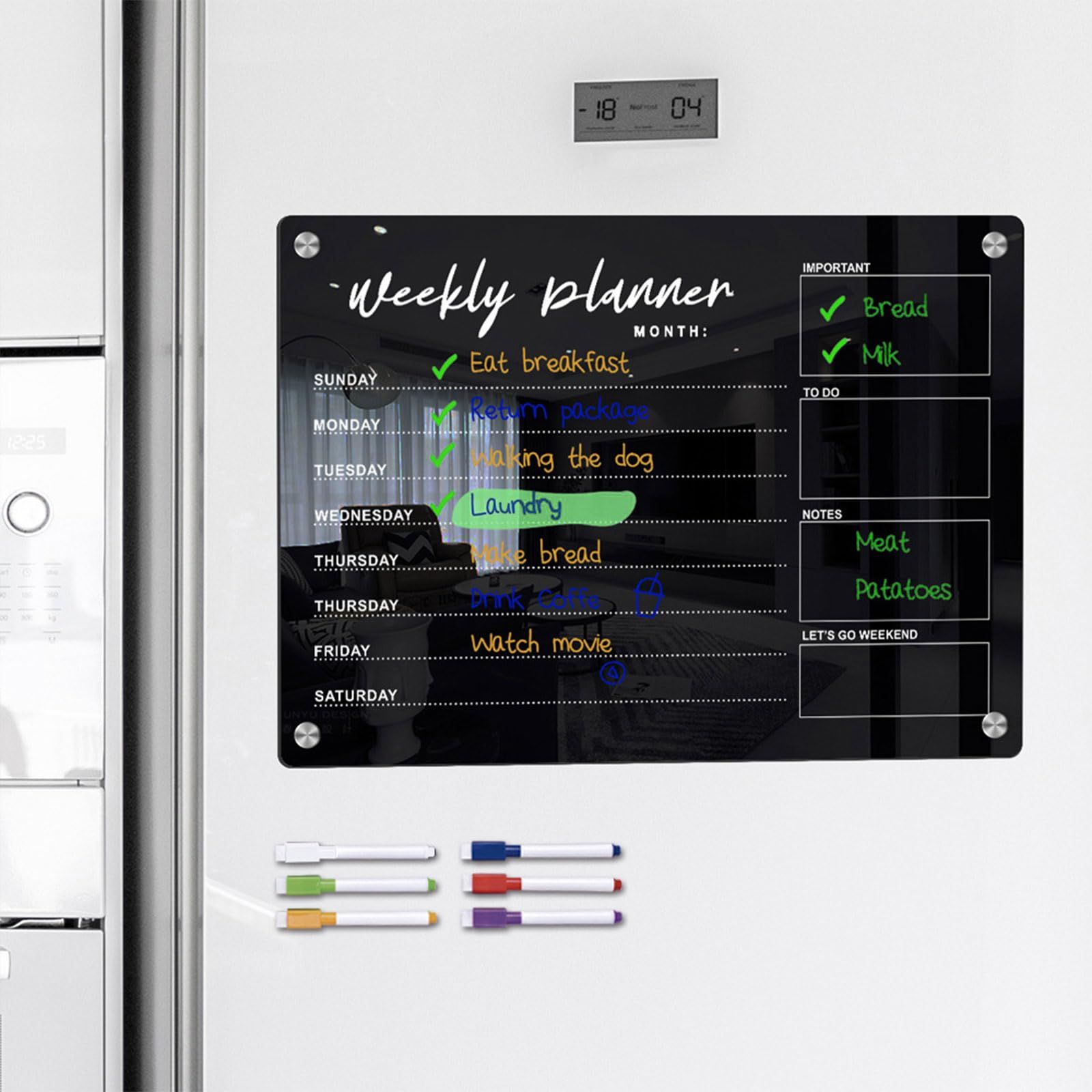 Magnetic Calendar Chalkboard Fridge Weekly Planner Calendar for Kitchen view 5