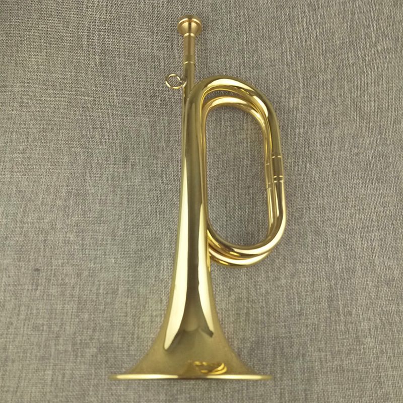 Brass Military Trumpet Cavalry Bugle Orchestra Gold Color (golden view 2