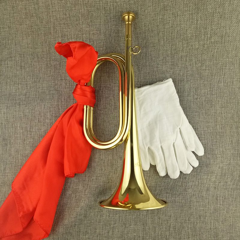 Brass Military Trumpet Cavalry Bugle Orchestra Gold Color (golden view 3