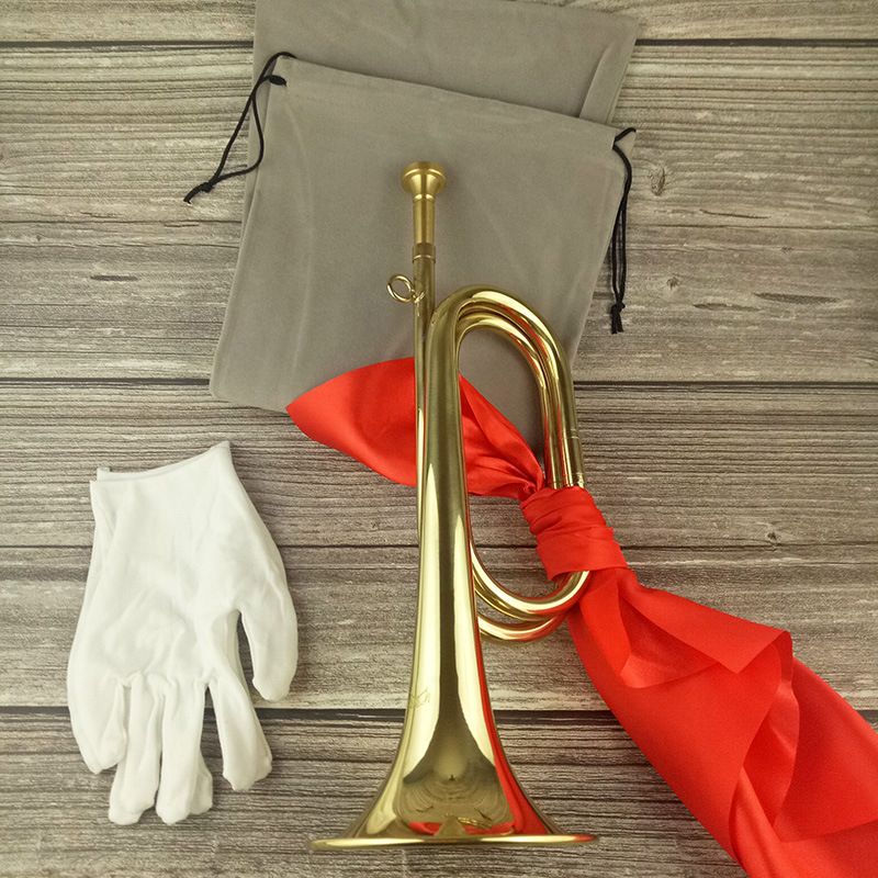 Brass Military Trumpet Cavalry Bugle Orchestra Gold Color (golden view 4