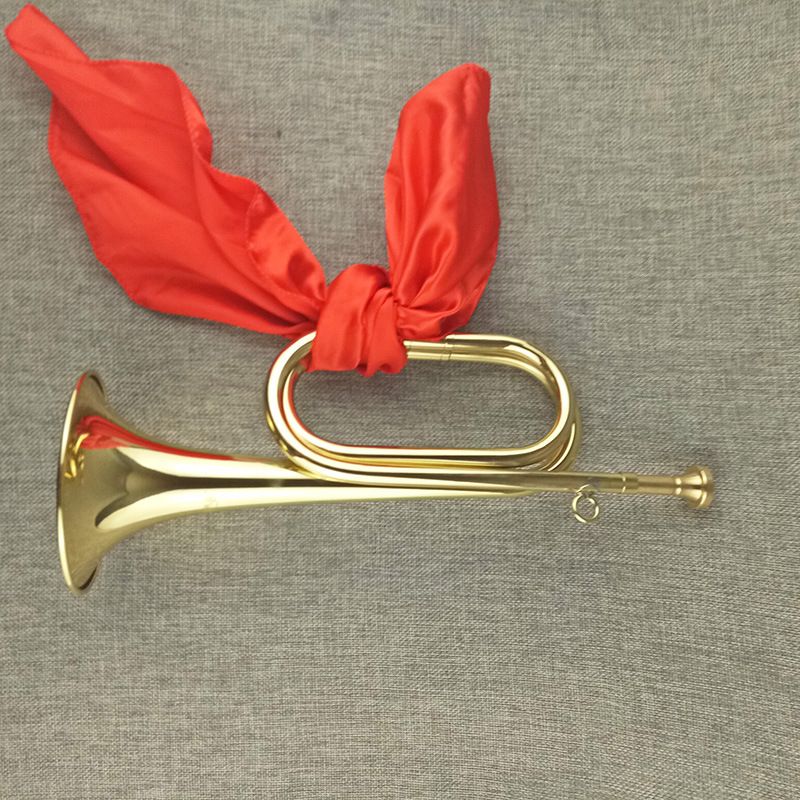 Brass Military Trumpet Cavalry Bugle Orchestra Gold Color (golden view 5