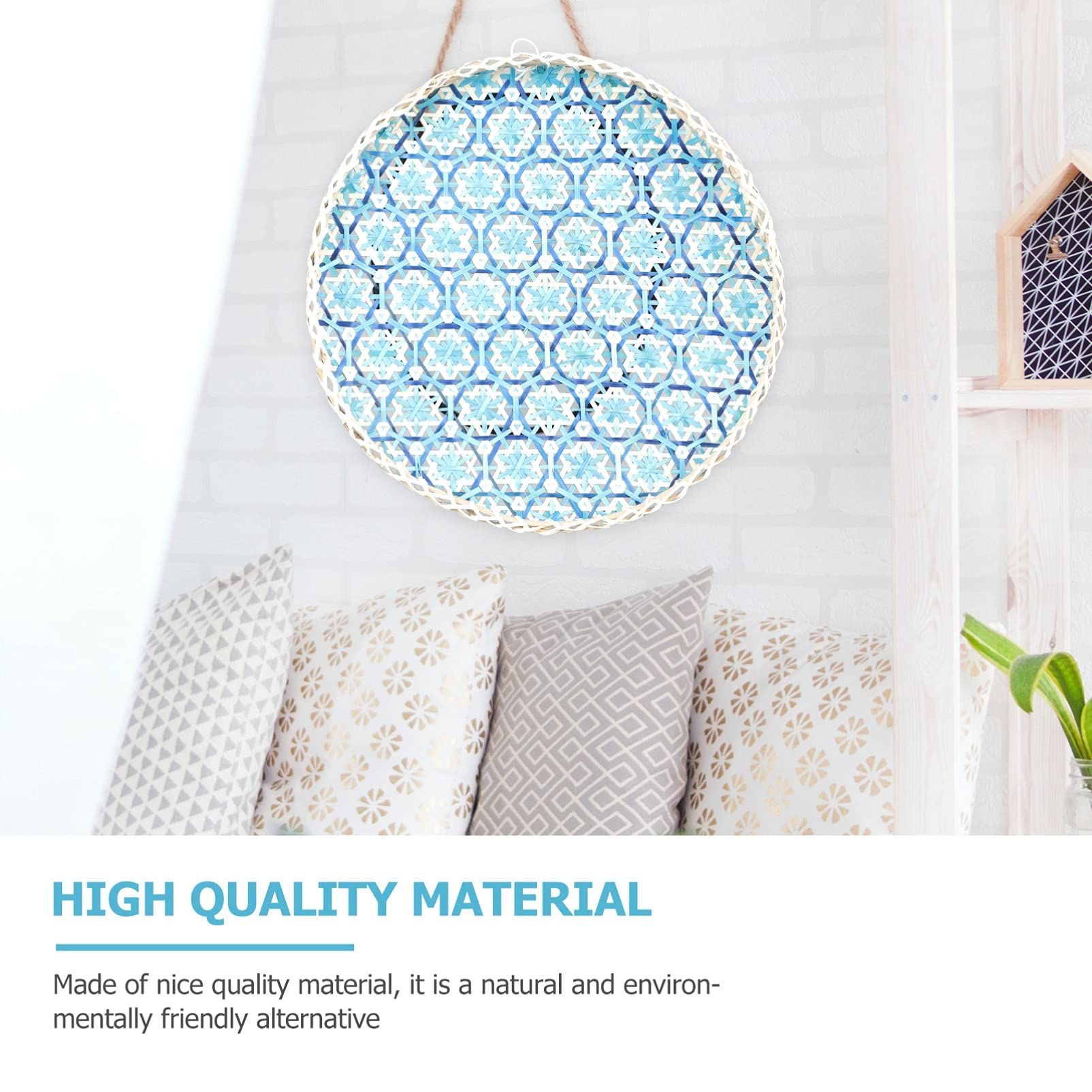Bamboo Woven Basket Bread Basket Tray Woven Tray Wall Art Serving Tray Round view 2