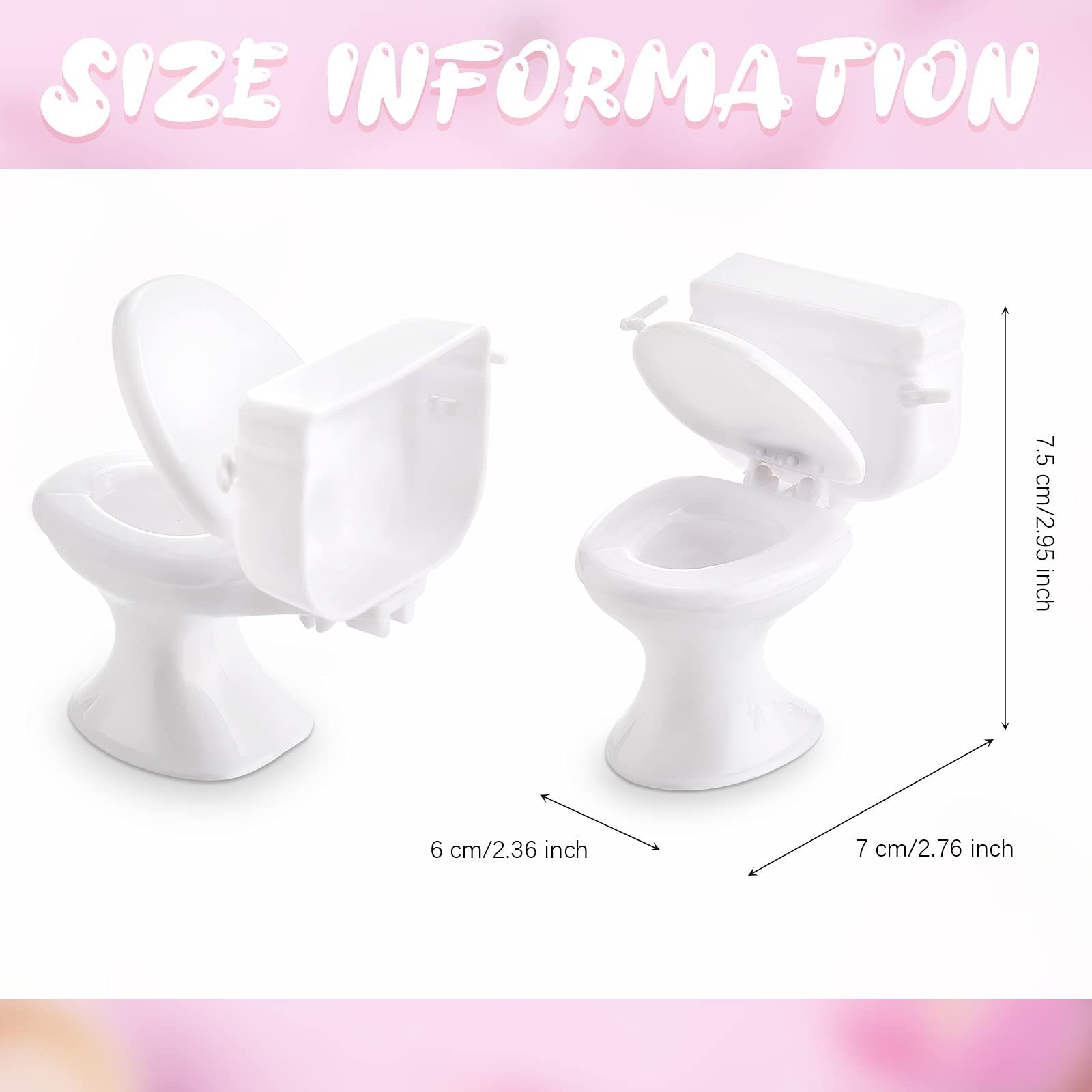 2 Pieces Mini Toilet Seat Toy Doll House Furniture Miniature Classic Bathroom view 5
