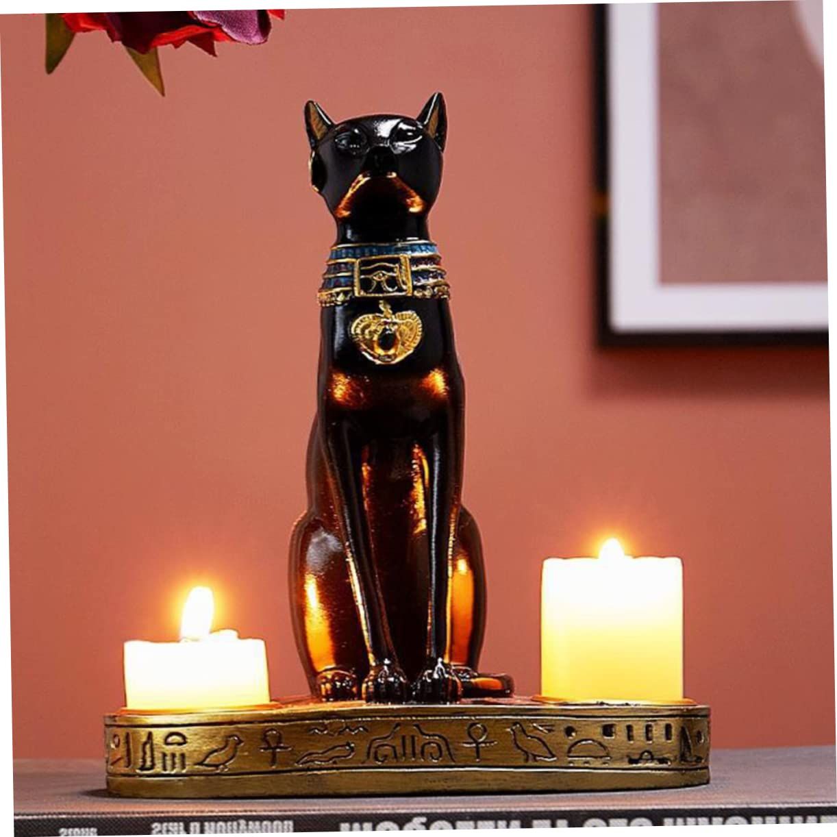 Egyptian Pharaoh Candlestick Cat Candle Holder Sculptures Animal Figurines Cat view 2