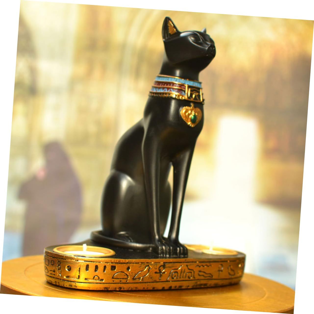 Egyptian Pharaoh Candlestick Cat Candle Holder Sculptures Animal Figurines Cat view 3