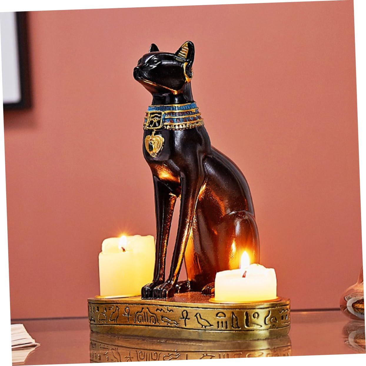 Egyptian Pharaoh Candlestick Cat Candle Holder Sculptures Animal Figurines Cat view 4