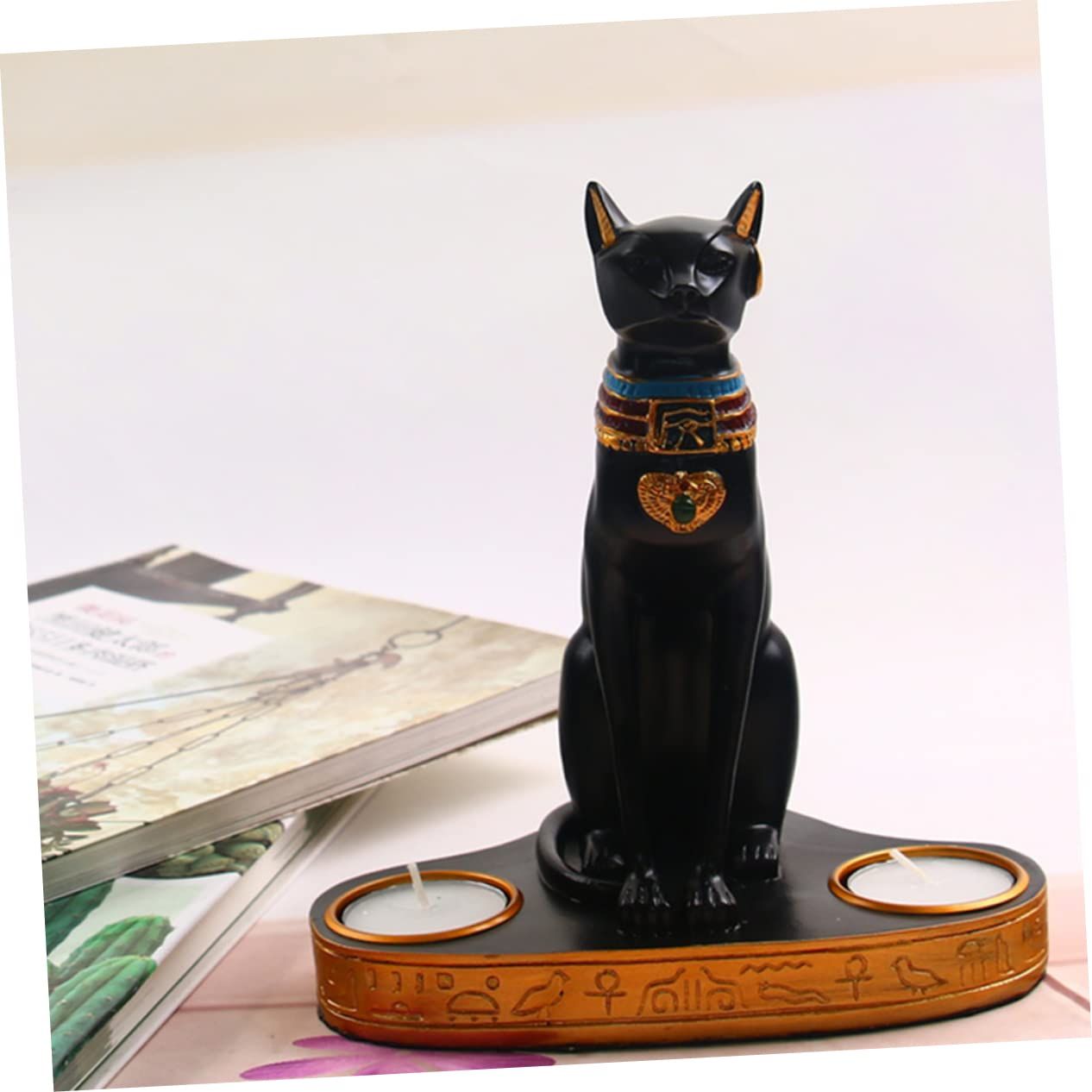 Egyptian Pharaoh Candlestick Cat Candle Holder Sculptures Animal Figurines Cat view 5