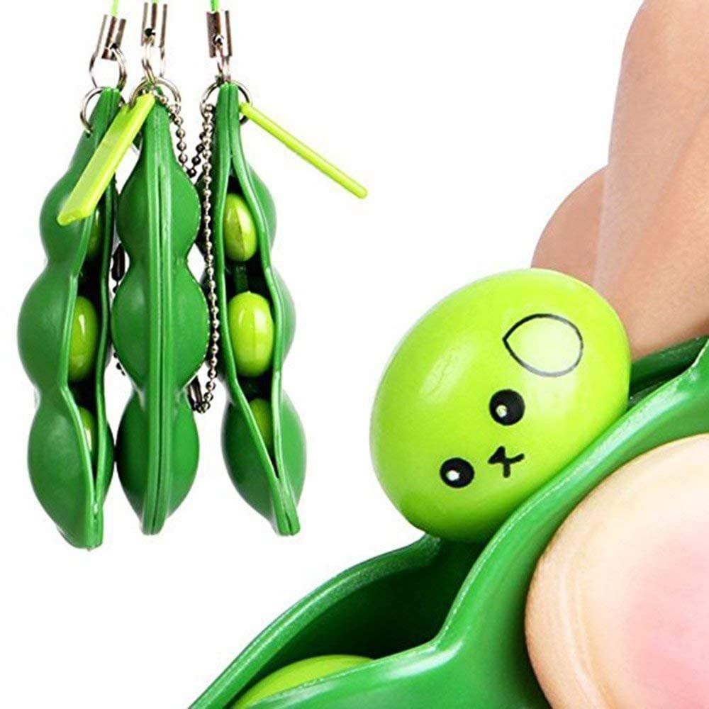 3 Pcs Toy Set, Squeeze-a-Bean Soybean Stress Relieving Playful Charms view 2