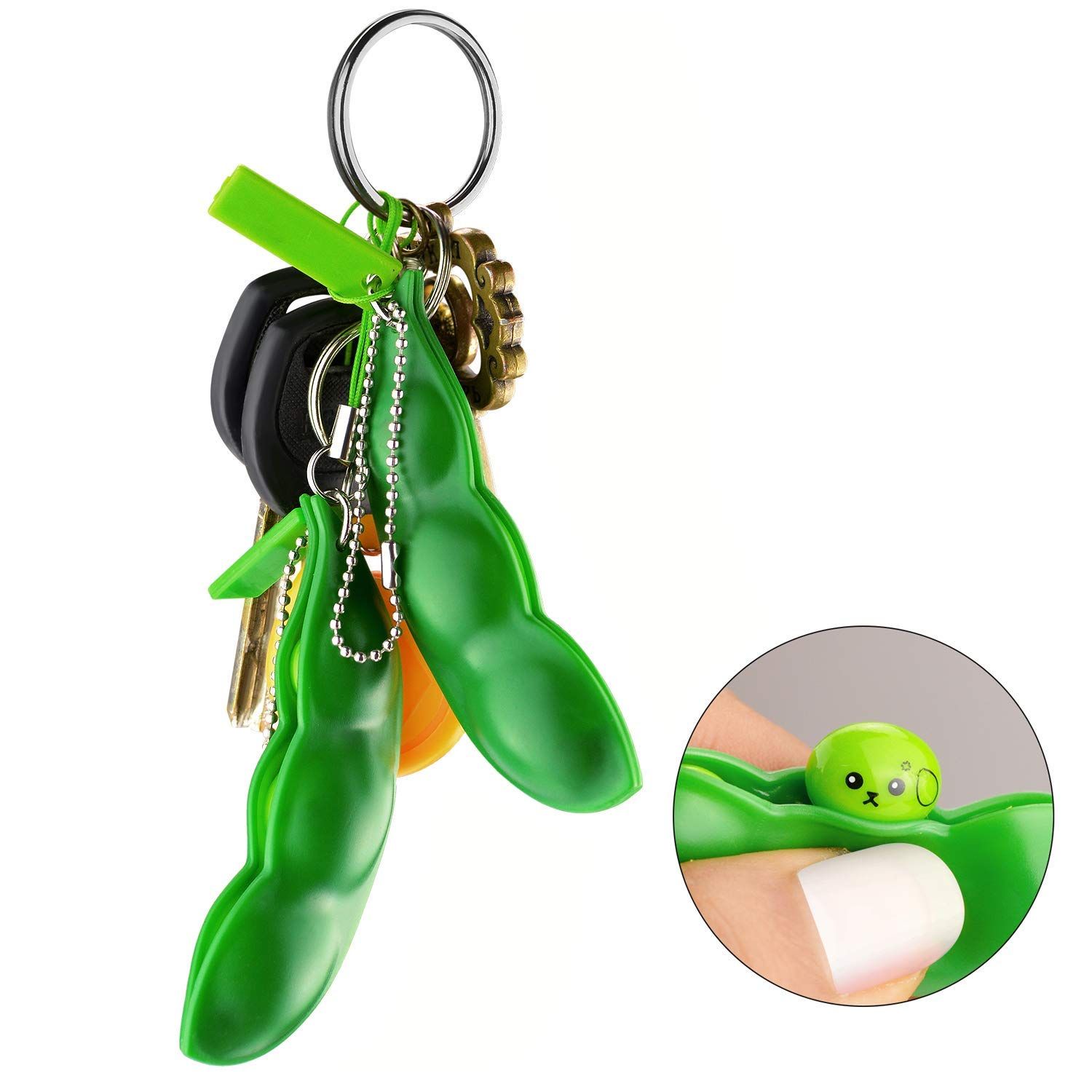 3 Pcs Toy Set, Squeeze-a-Bean Soybean Stress Relieving Playful Charms view 3