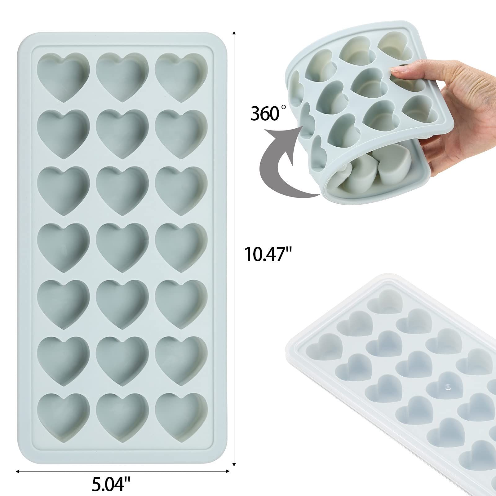 Heart Shaped Ice Cube Trays with Lid view 2