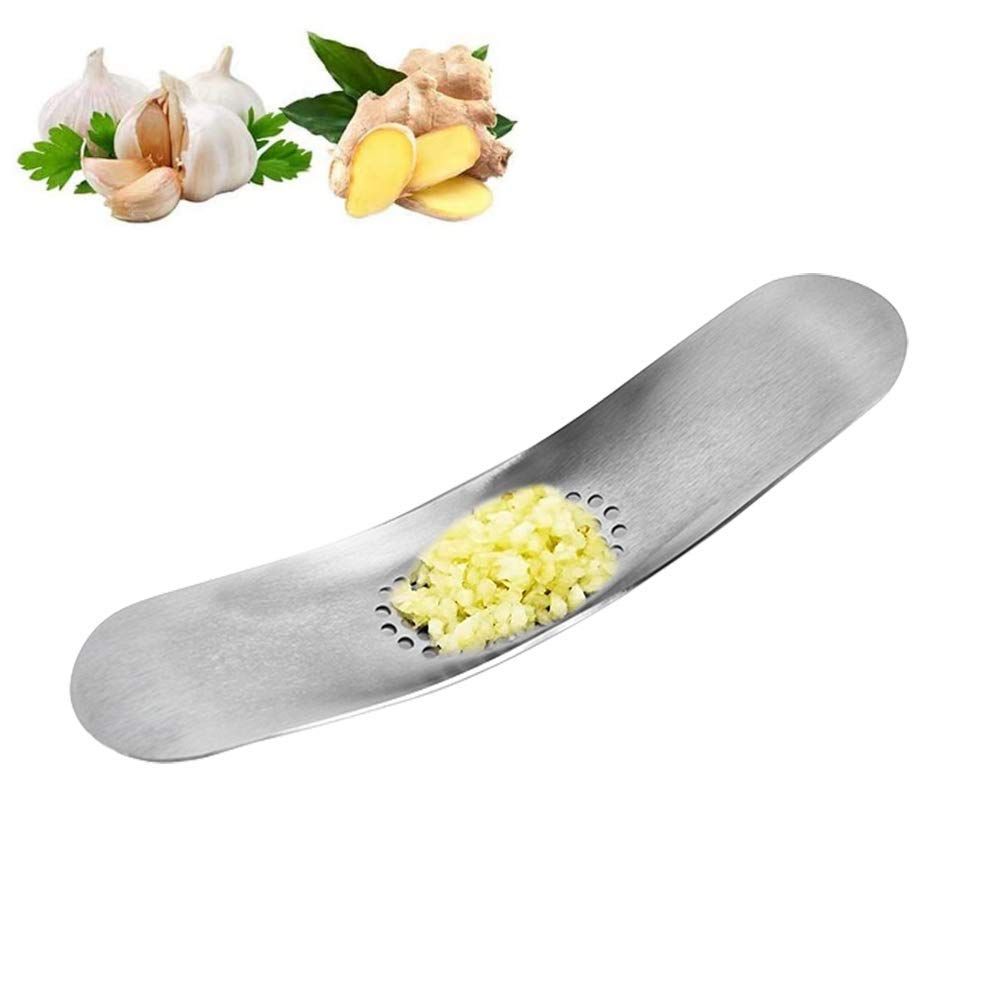 Garlic rocker, 2-in-1 shredding press made of stainless steel and silicone