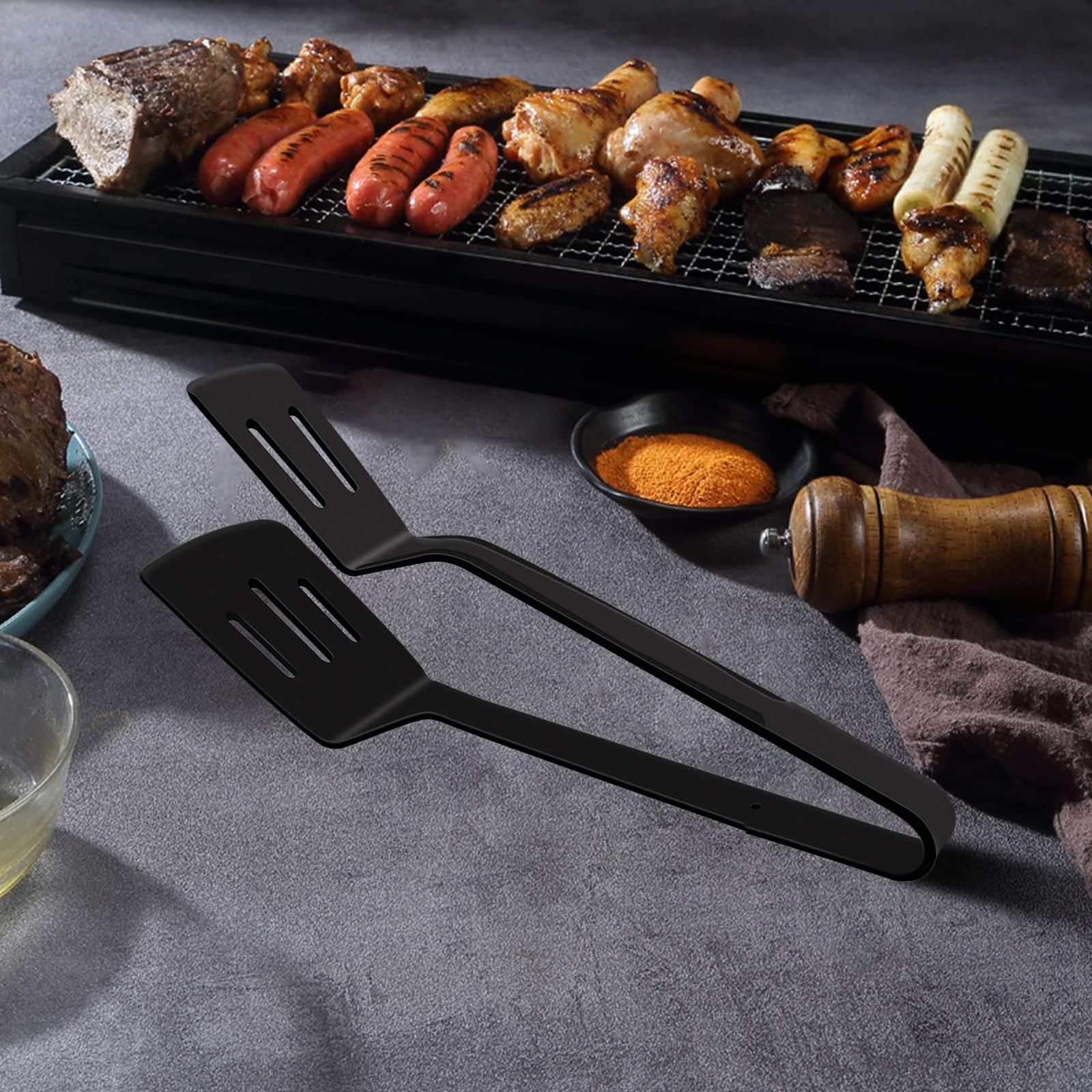 Cooking Tongs, Premium Stainless Steel Silicone Barbecue Clamp, Multipurpose view 3