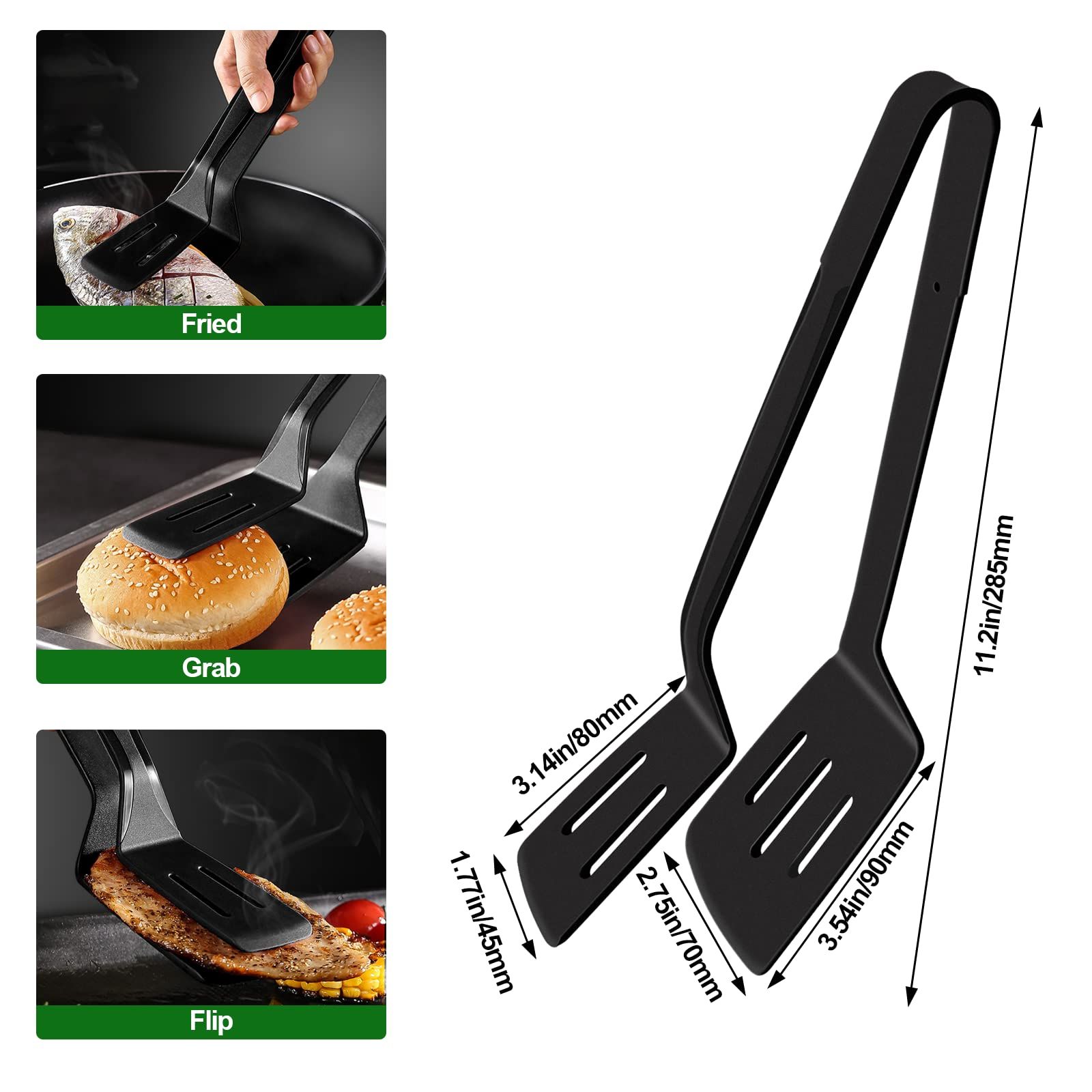 Cooking Tongs, Premium Stainless Steel Silicone Barbecue Clamp, Multipurpose view 4