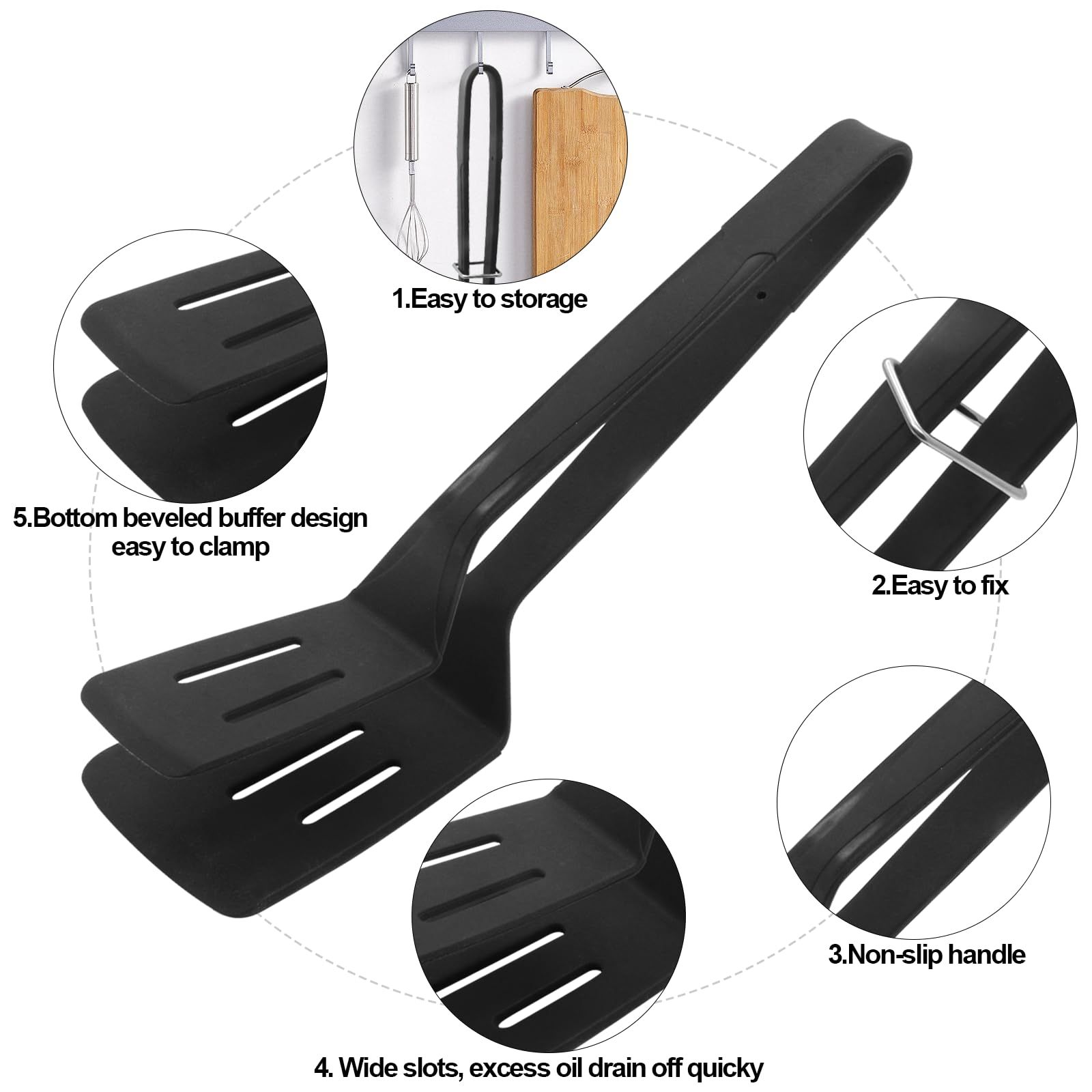 Cooking Tongs, Premium Stainless Steel Silicone Barbecue Clamp, Multipurpose view 5
