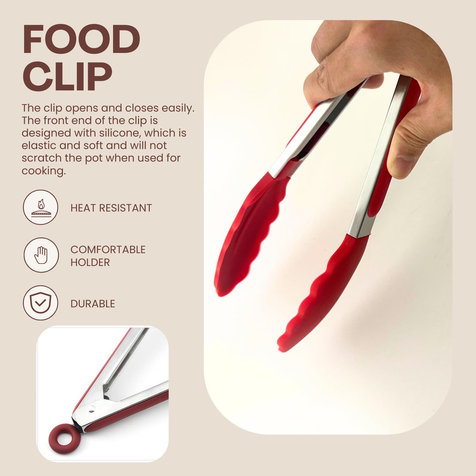 Barbecue Tool Set, Silicone Brush, Silicone Clip, Stainless Steel Scissor, for view 4