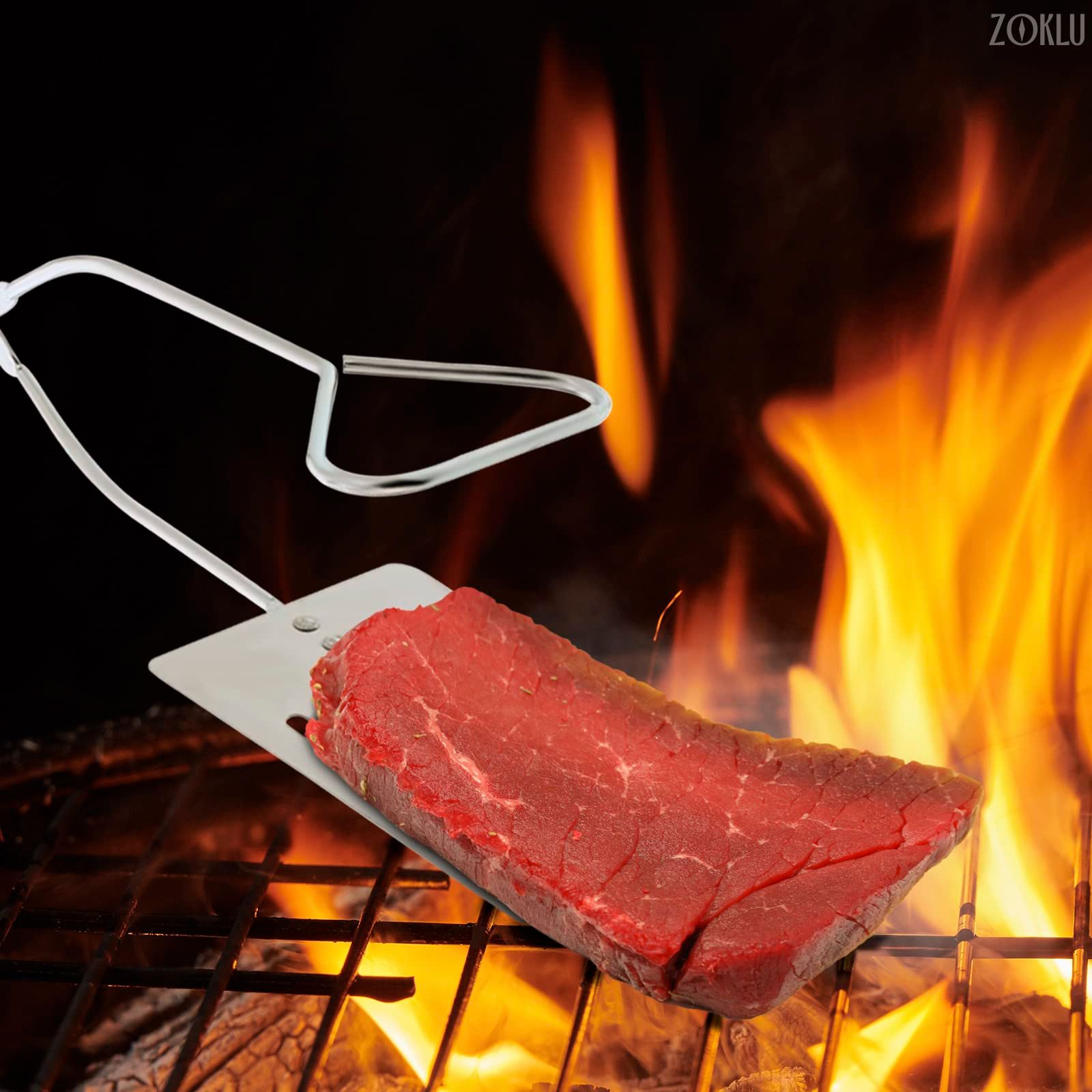 Grill Spatula Tongs Combo - Spatula Tongs 2 in 1 Flat Spatula Metal Tongs for view 2