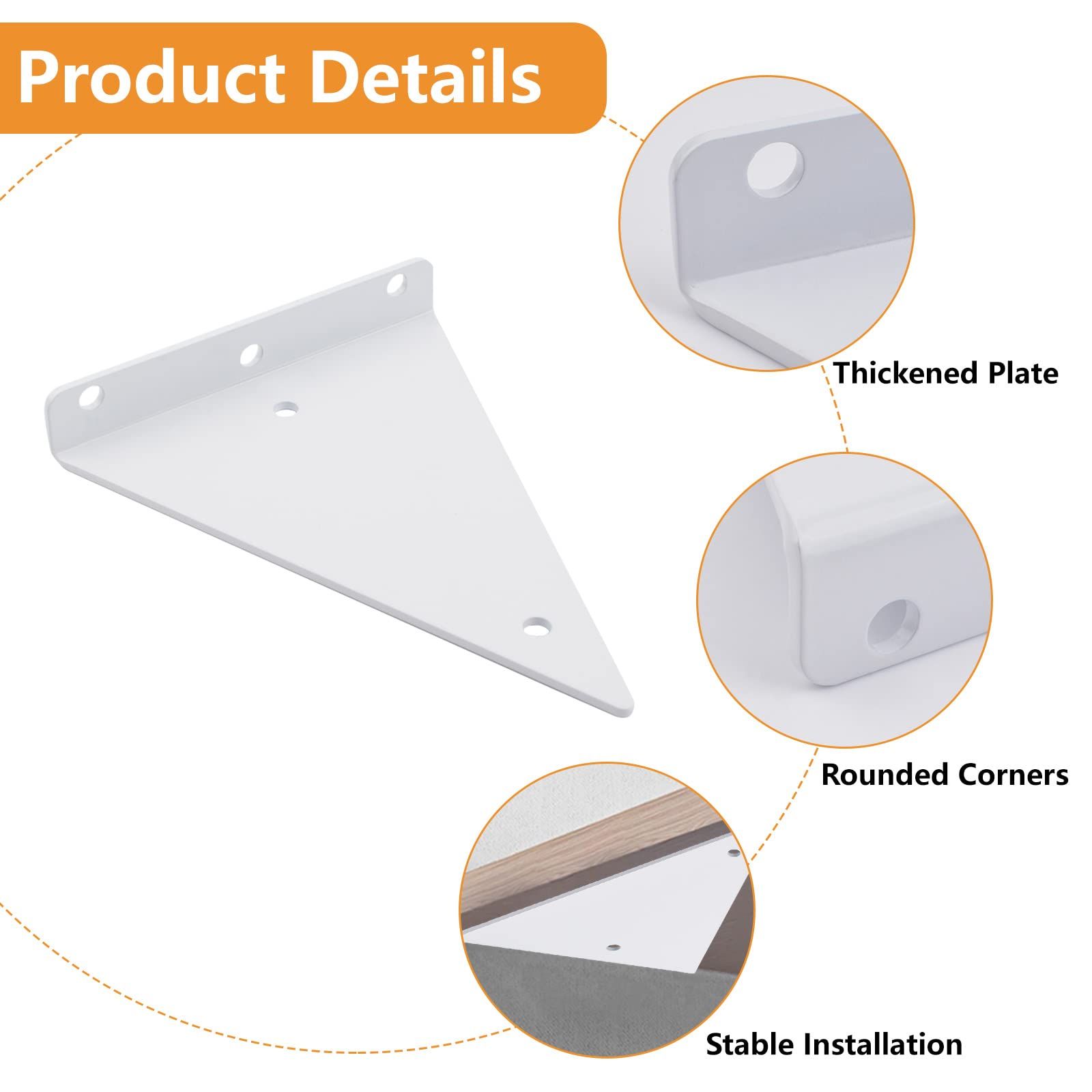Triangle Shelf Bracket, 2pcs Heavy Duty Triangle Hidden Shelf Bracket,Wall view 3