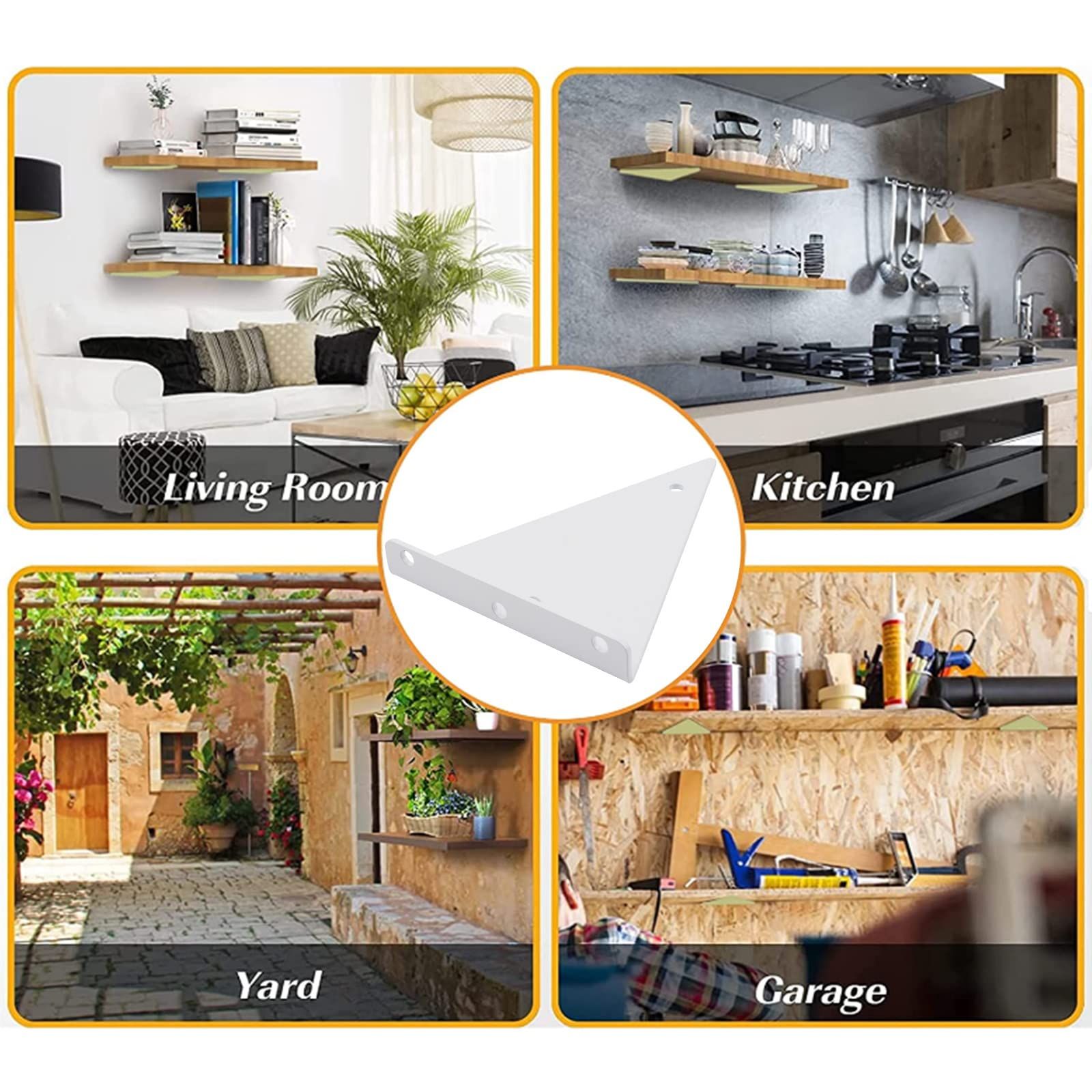 Triangle Shelf Bracket, 2pcs Heavy Duty Triangle Hidden Shelf Bracket,Wall view 4