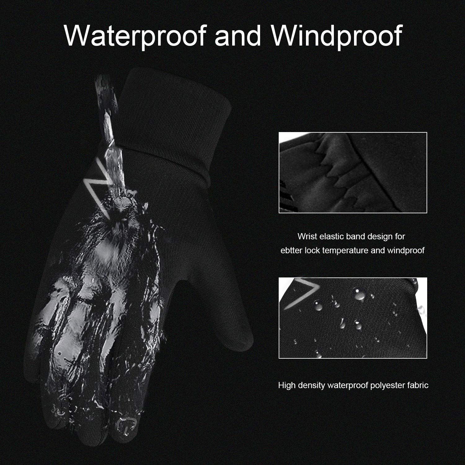Kids Winter Gloves Back Water Repellent Touchscreen Warm Fleece Anti-Slip for view 2