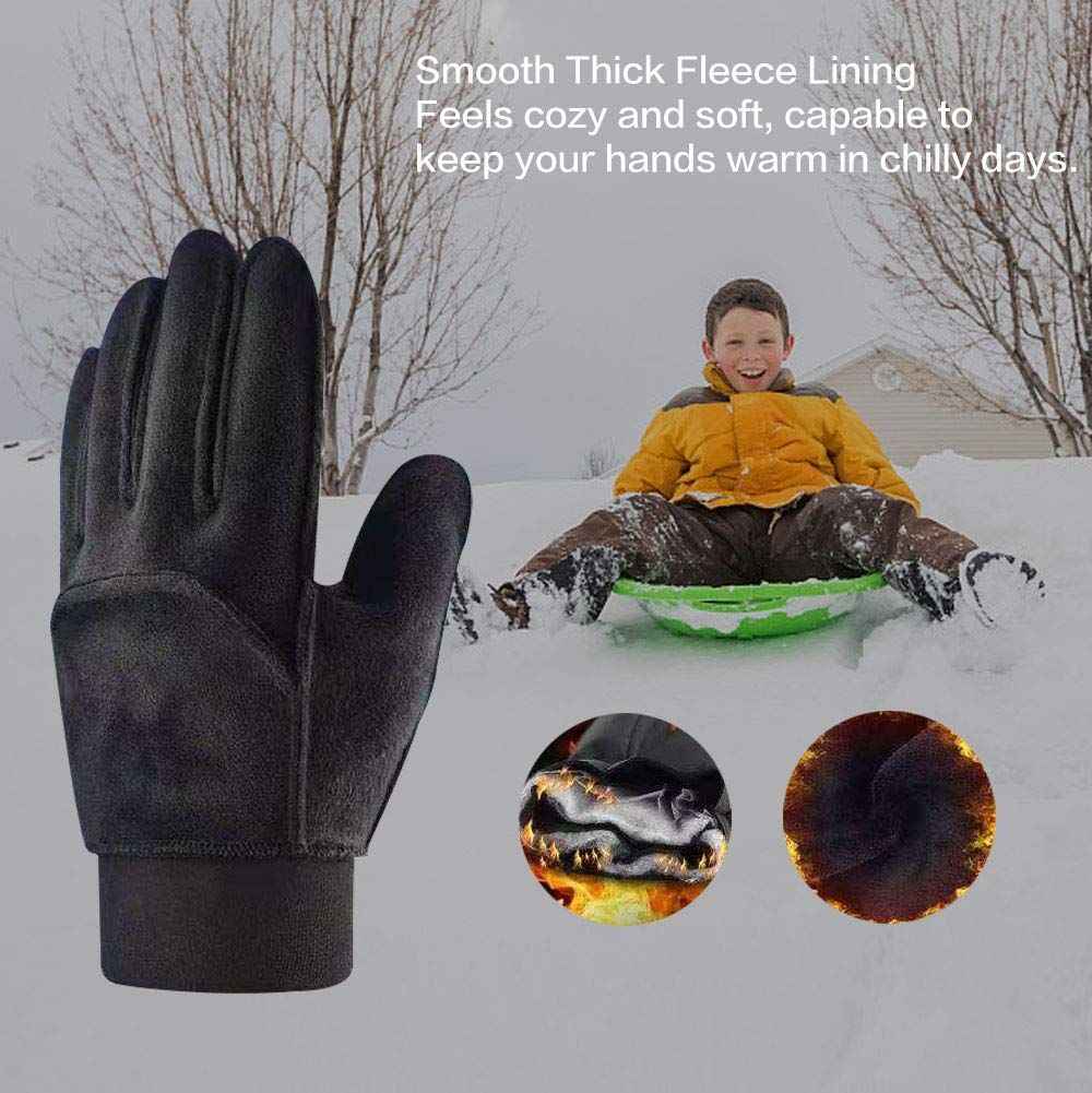 Kids Winter Gloves Back Water Repellent Touchscreen Warm Fleece Anti-Slip for view 3