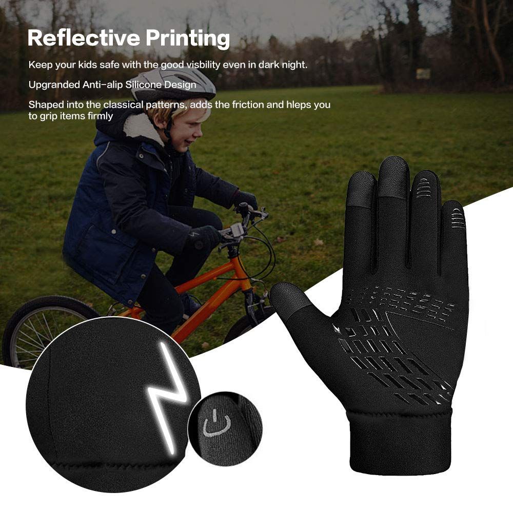 Kids Winter Gloves Back Water Repellent Touchscreen Warm Fleece Anti-Slip for view 5