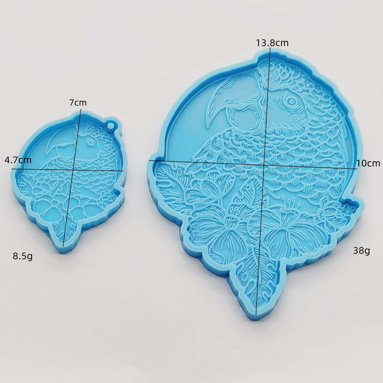 2pcs Keychain Resin Silicone Molds with for Key Chain Lovely Parrot Shape Mold view 2