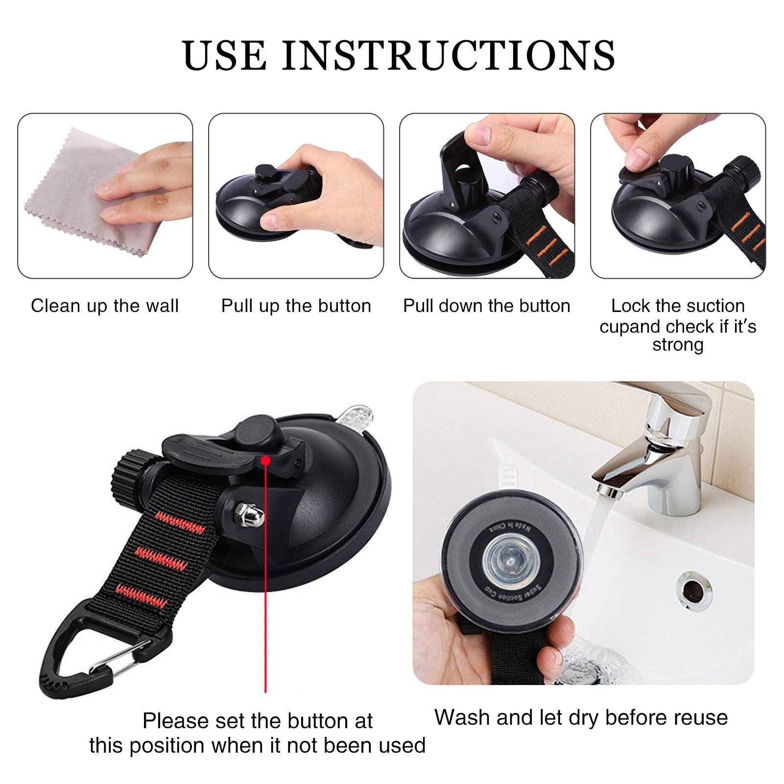 Suction Cup Hooks Heavy Duty 4 Pieces Car Camping Essentials Upgraded Tie Down view 3