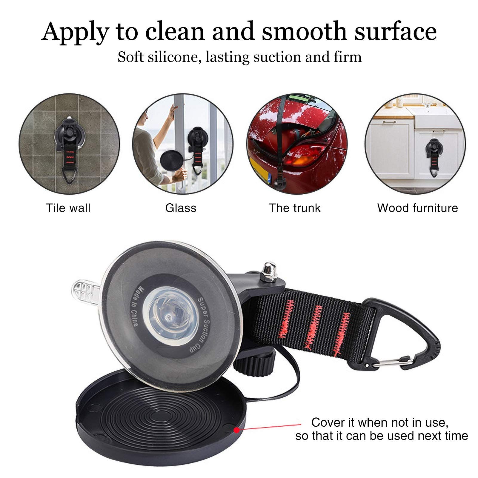 Suction Cup Hooks Heavy Duty 4 Pieces Car Camping Essentials Upgraded Tie Down view 4