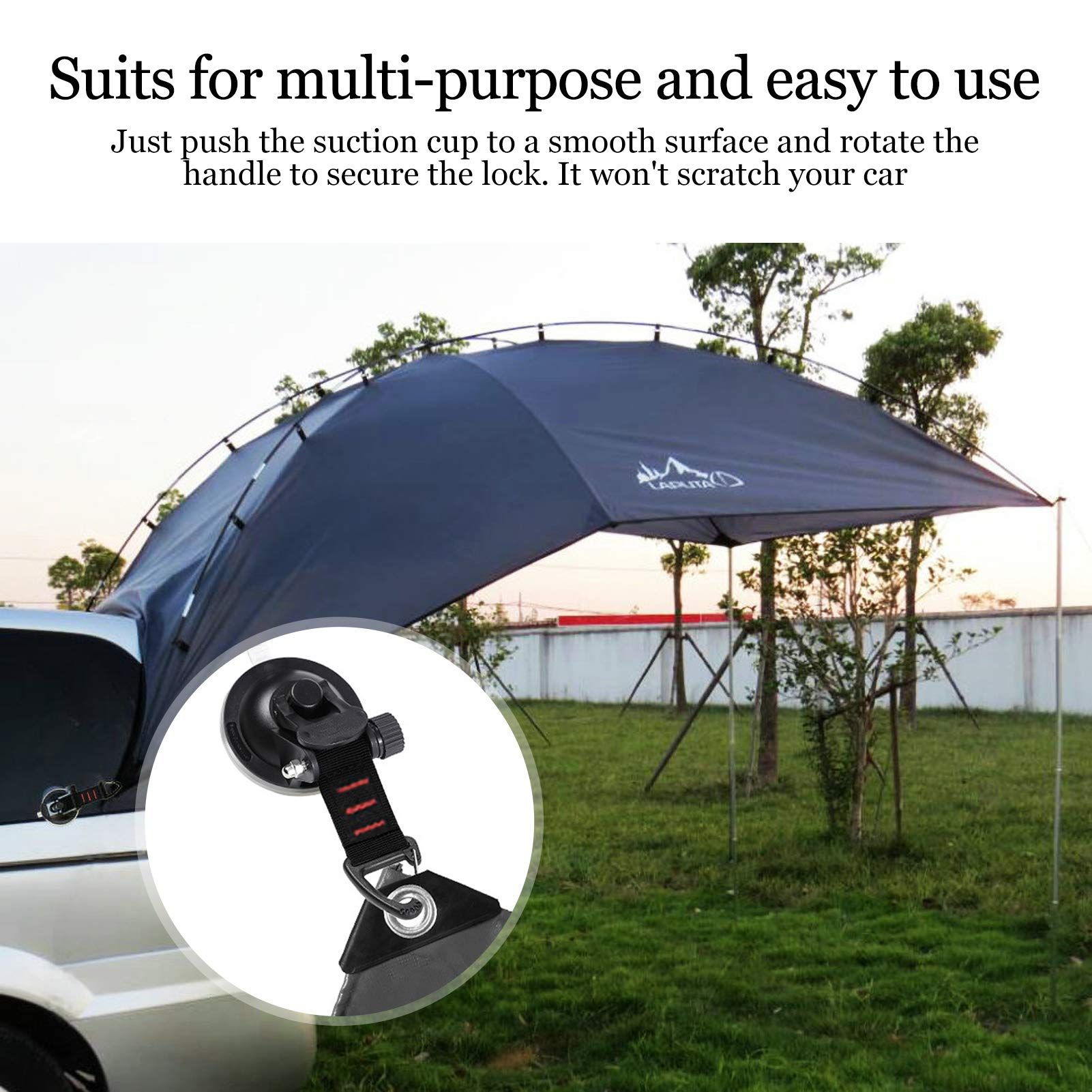 Suction Cup Hooks Heavy Duty 4 Pieces Car Camping Essentials Upgraded Tie Down view 5