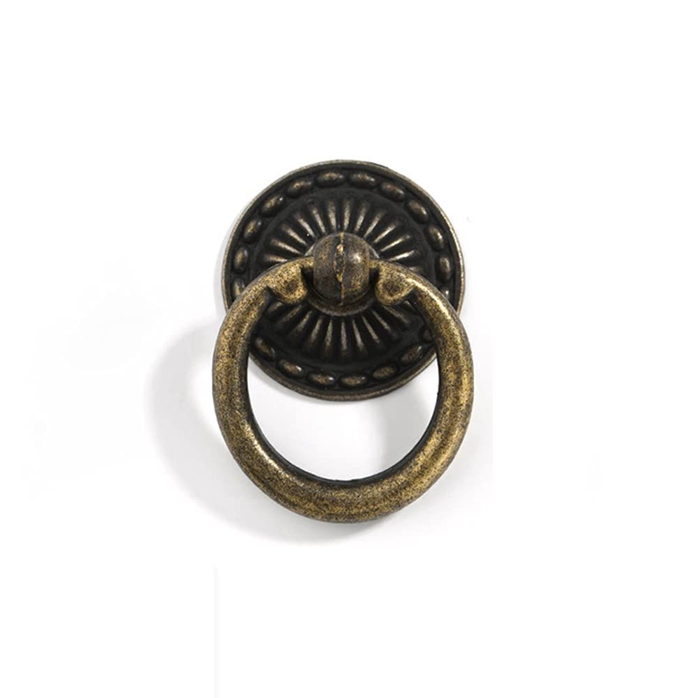 2 Piece Antique Bronze Knob Handle Drawer Ring Single Hole Pull Ring