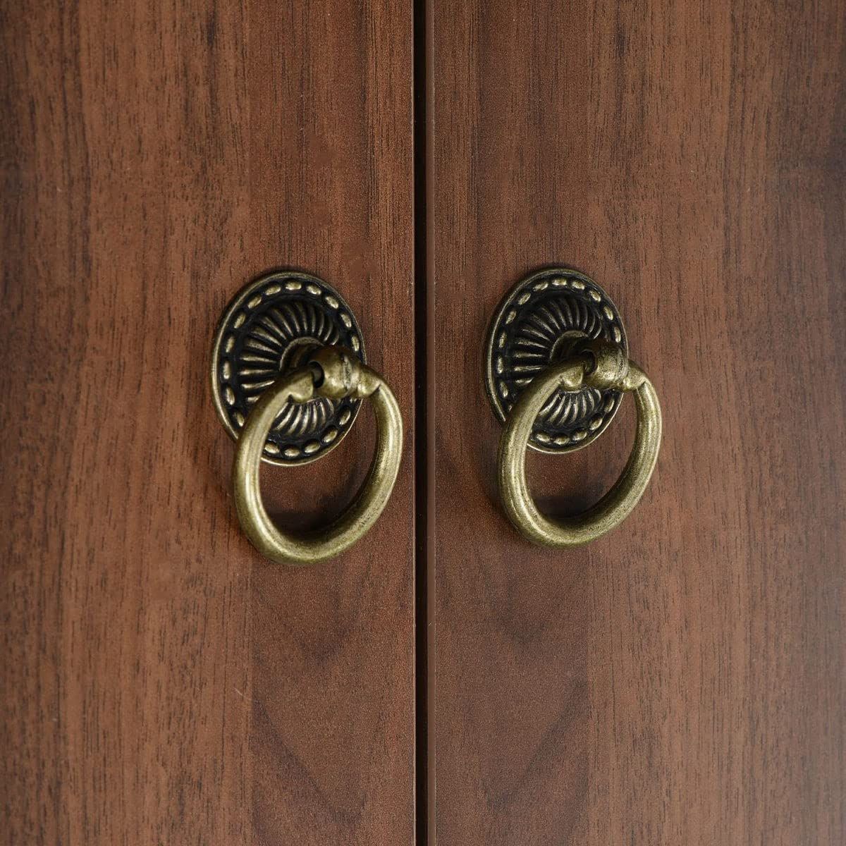 2 Piece Antique Bronze Knob Handle Drawer Ring Single Hole Pull Ring view 3
