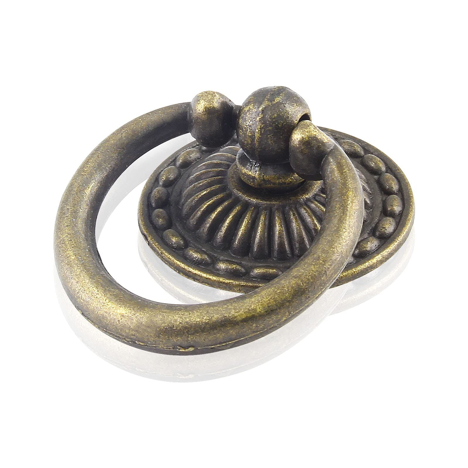 2 Piece Antique Bronze Knob Handle Drawer Ring Single Hole Pull Ring view 4
