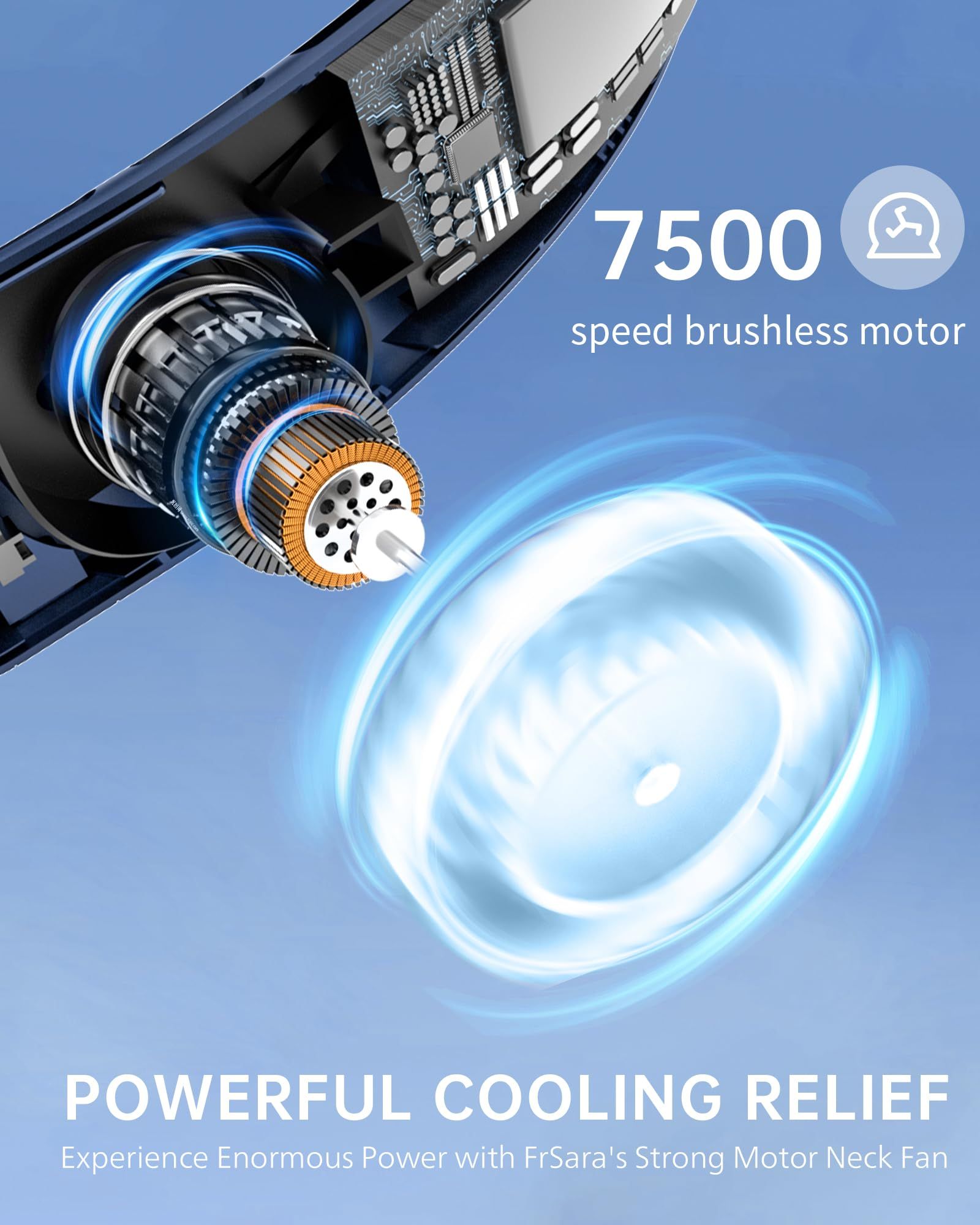 Rechargeable Neck Fan, Personal Fan with LED Display, 3 Speeds with 3600mAh view 4