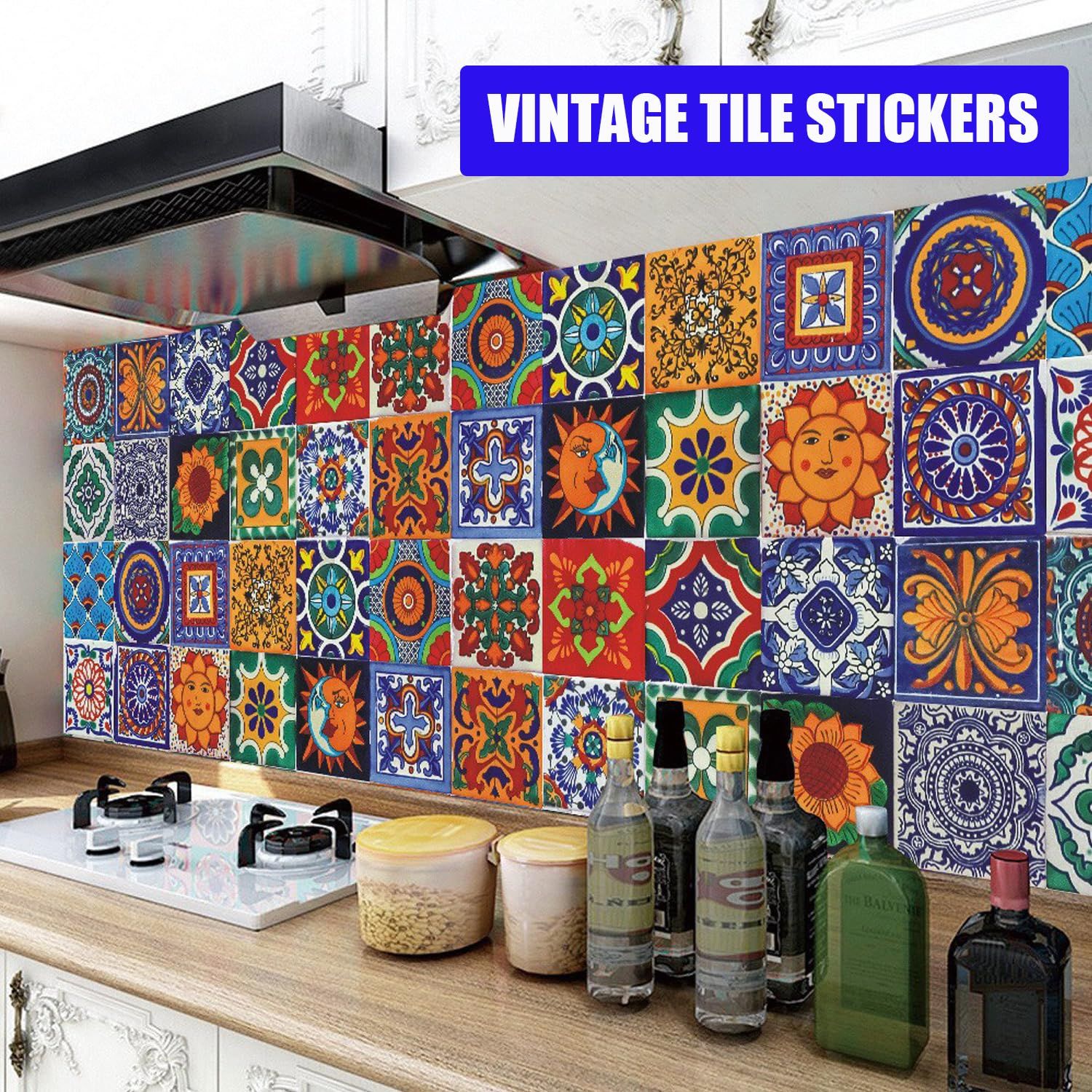 24Pcs Tile Stickers 4x4 Inch Bohemian Style Tile Stickers view 3