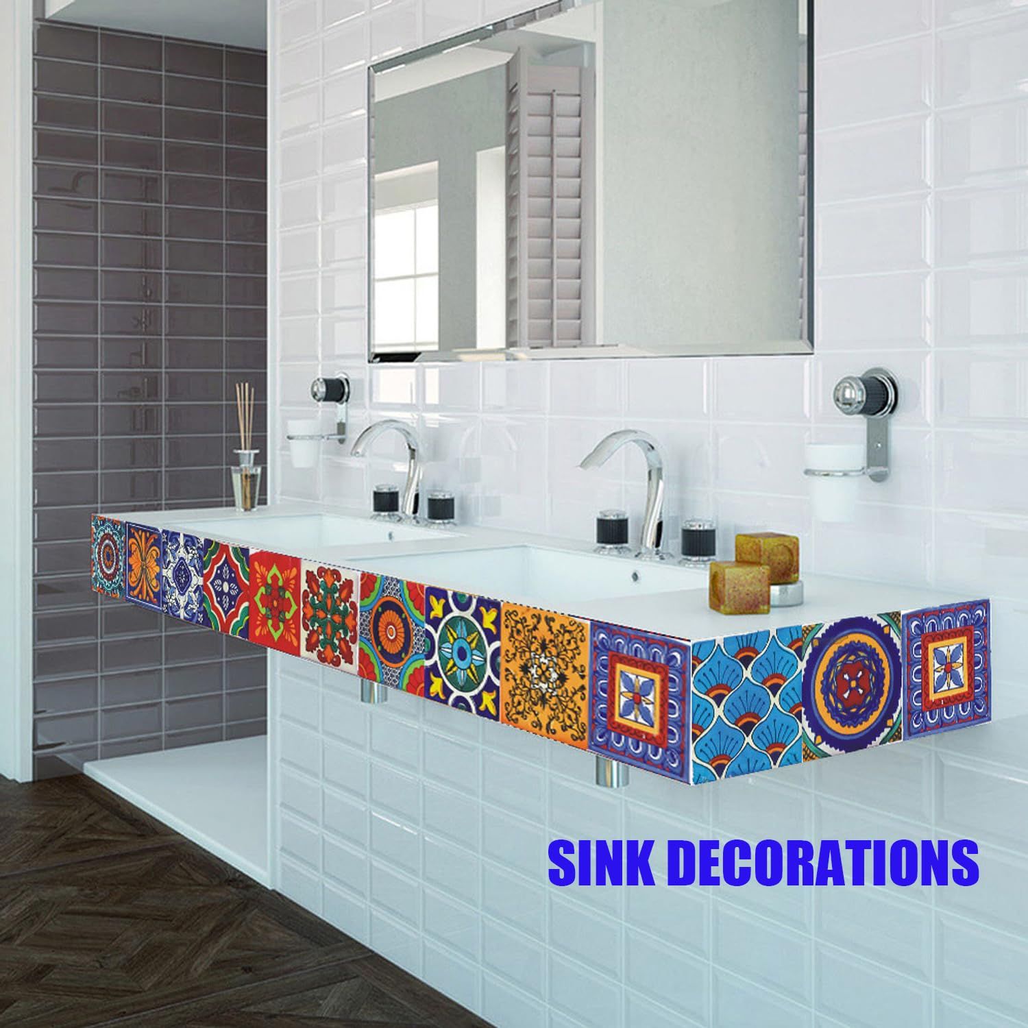 24Pcs Tile Stickers 4x4 Inch Bohemian Style Tile Stickers view 4