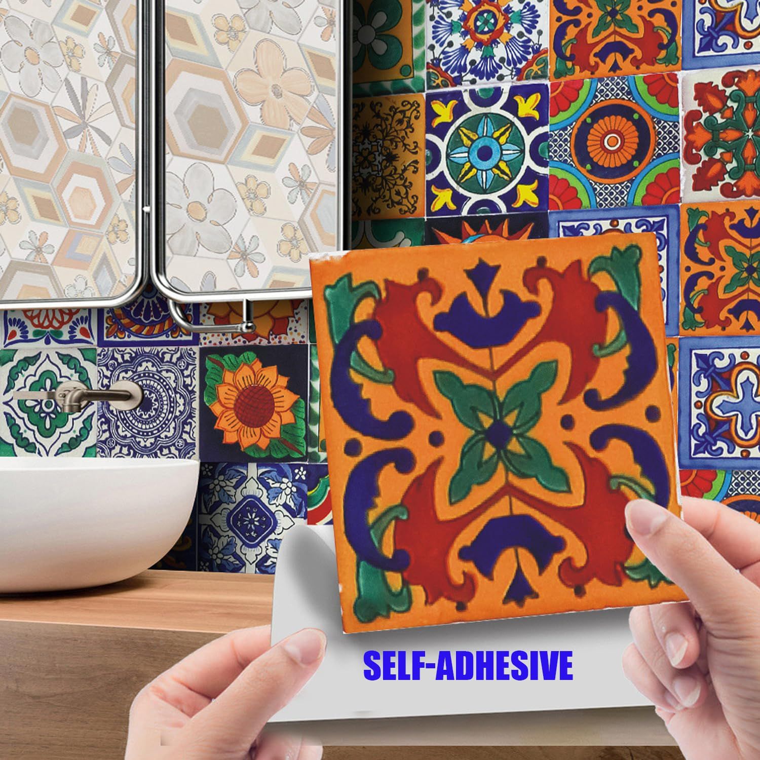 24Pcs Tile Stickers 4x4 Inch Bohemian Style Tile Stickers view 5