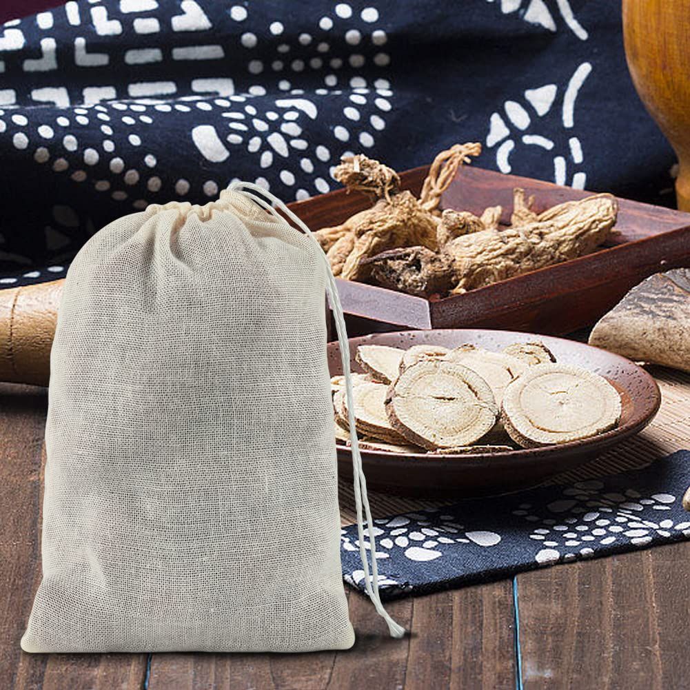 Bags for Cooking,10PCS 4x6 Inch Muslin Bags with Drawstring Tea Filter Bags view 4