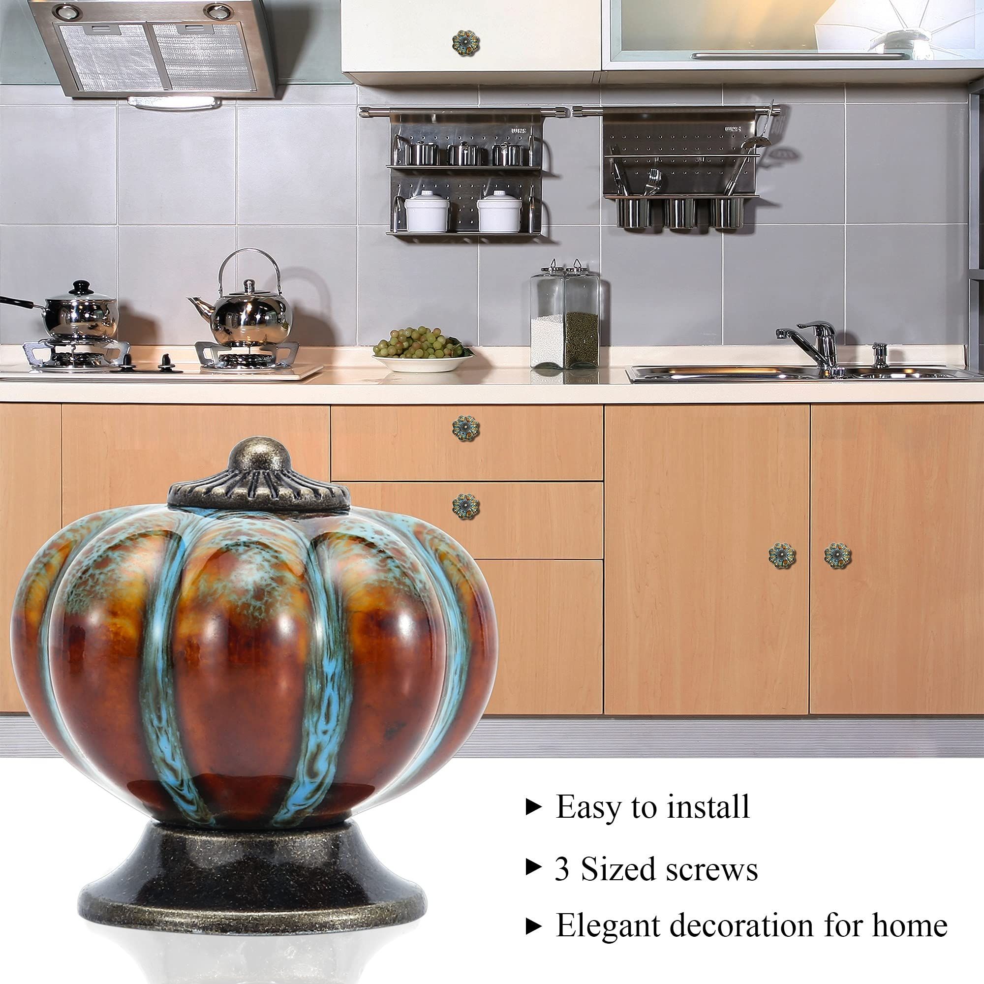 Cabinet Knobs Glazed Ceramic Knobs with Pumpkin Shape for Decor Door Pull view 4