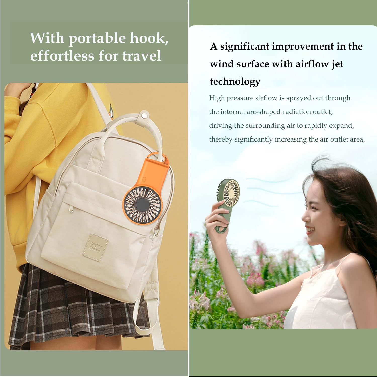 Mini Portable Fan Powerful Handheld Fan Rechargeable view 3
