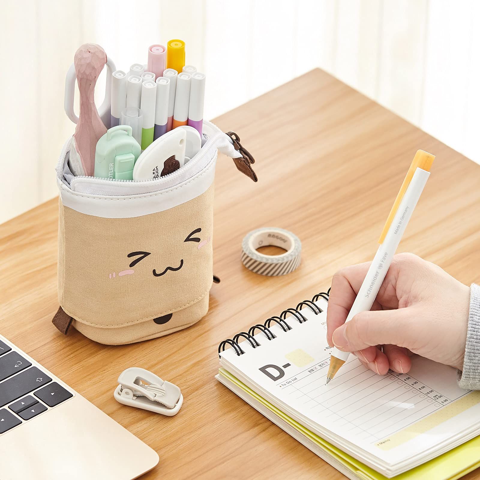 Cute Pencil Case Standing Pen Holder Telescopic Makeup Pouch Pop Up Cosmetics view 5