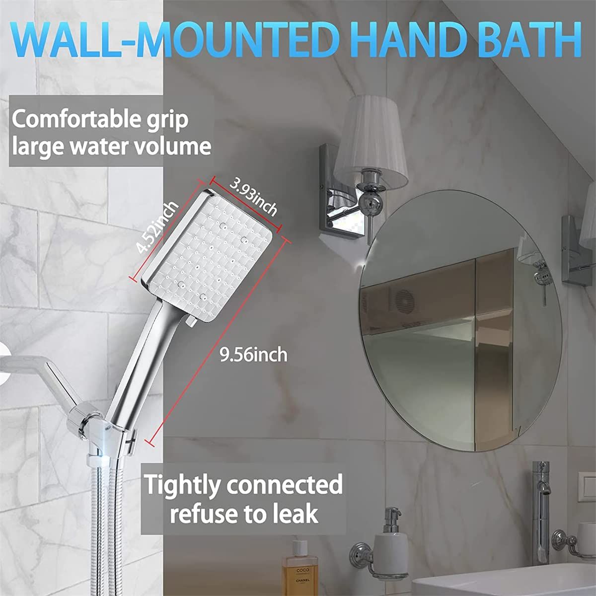 High-Pressure Handheld Shower Head with Easy Clicker for Multiple Sprays. Low view 3