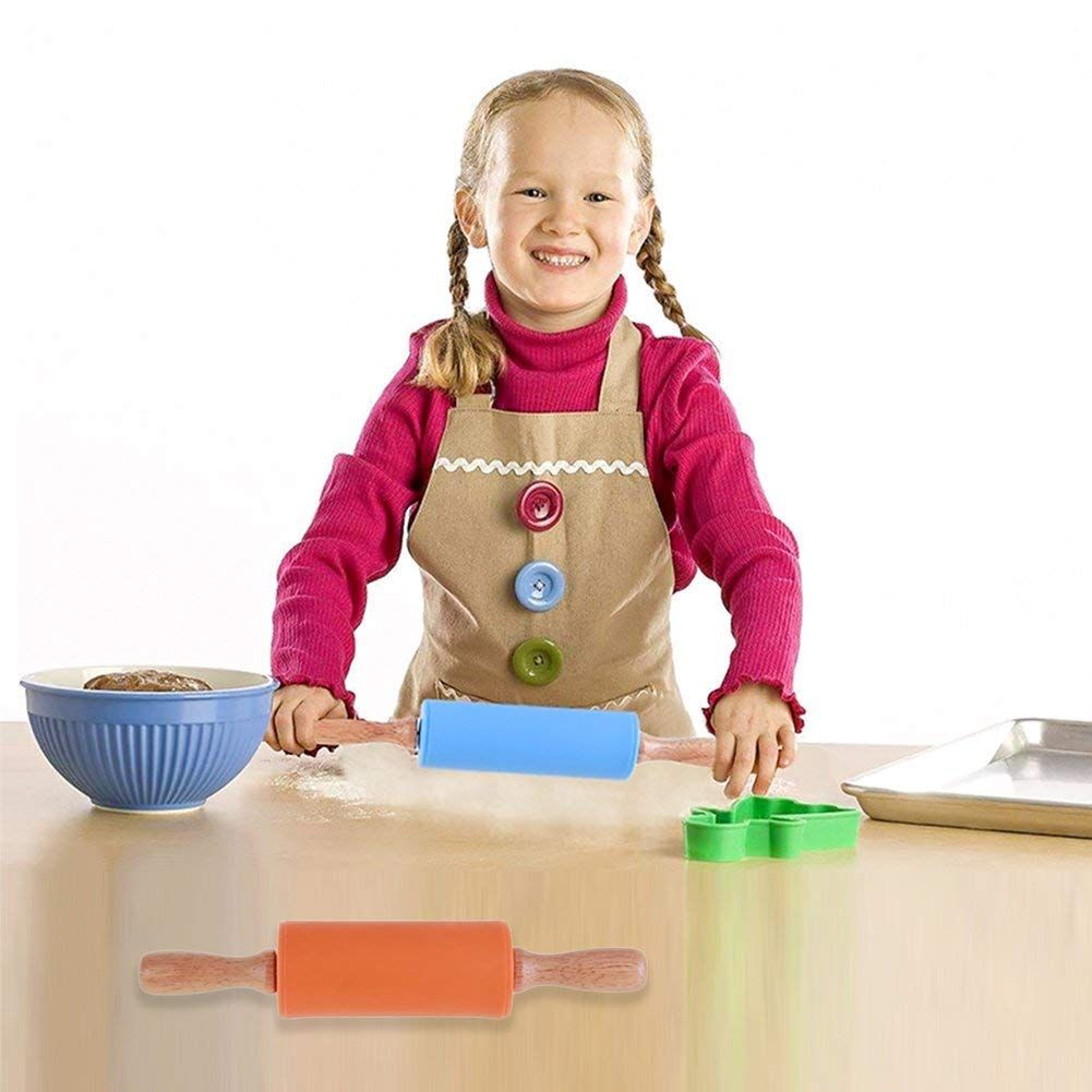 Mini Rolling Pin, 2 PCS Wooden Handle Rolling Pin for Kids Dough Rollers for view 2