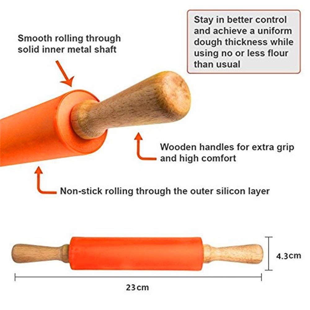 Mini Rolling Pin, 2 PCS Wooden Handle Rolling Pin for Kids Dough Rollers for view 3