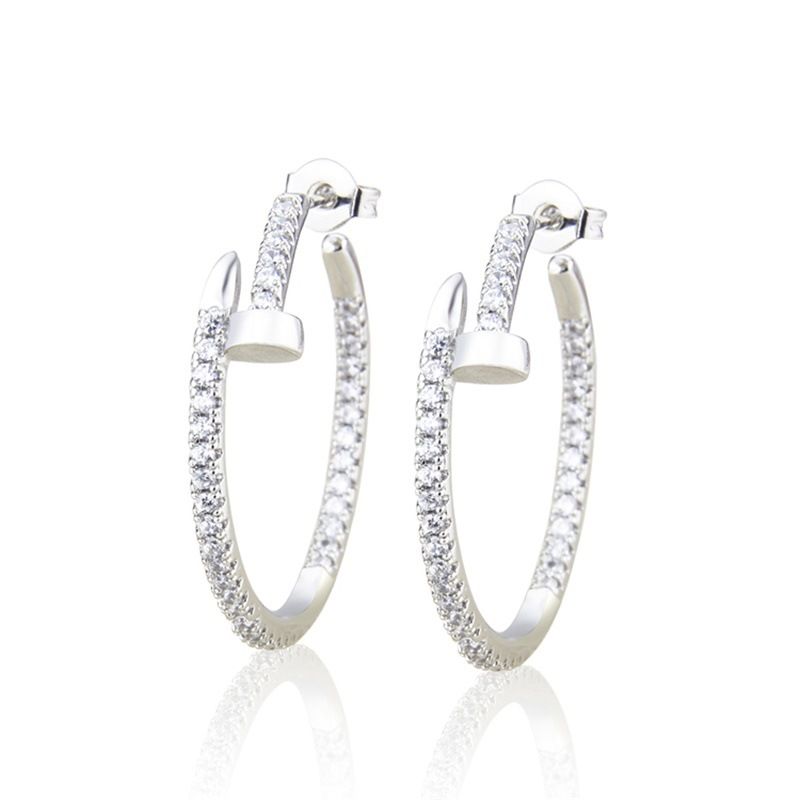 2 Pairs Gold Silver Large Rhinestone Hoop Earrings Set Big Sparkly Round Hoops view 2