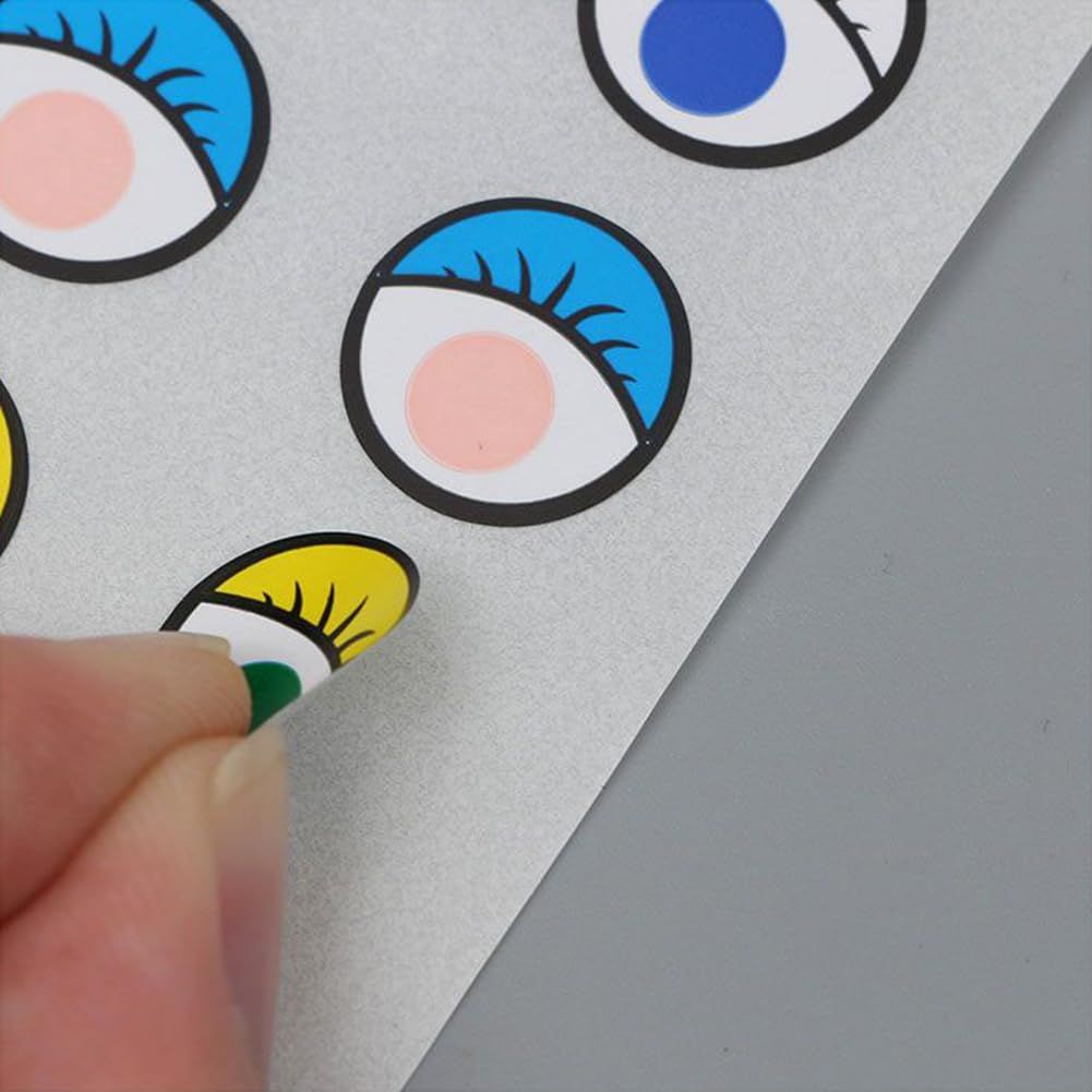 Big Google Eye Self Adhesive Paper Label Black and White Cartoon Shake Head view 3
